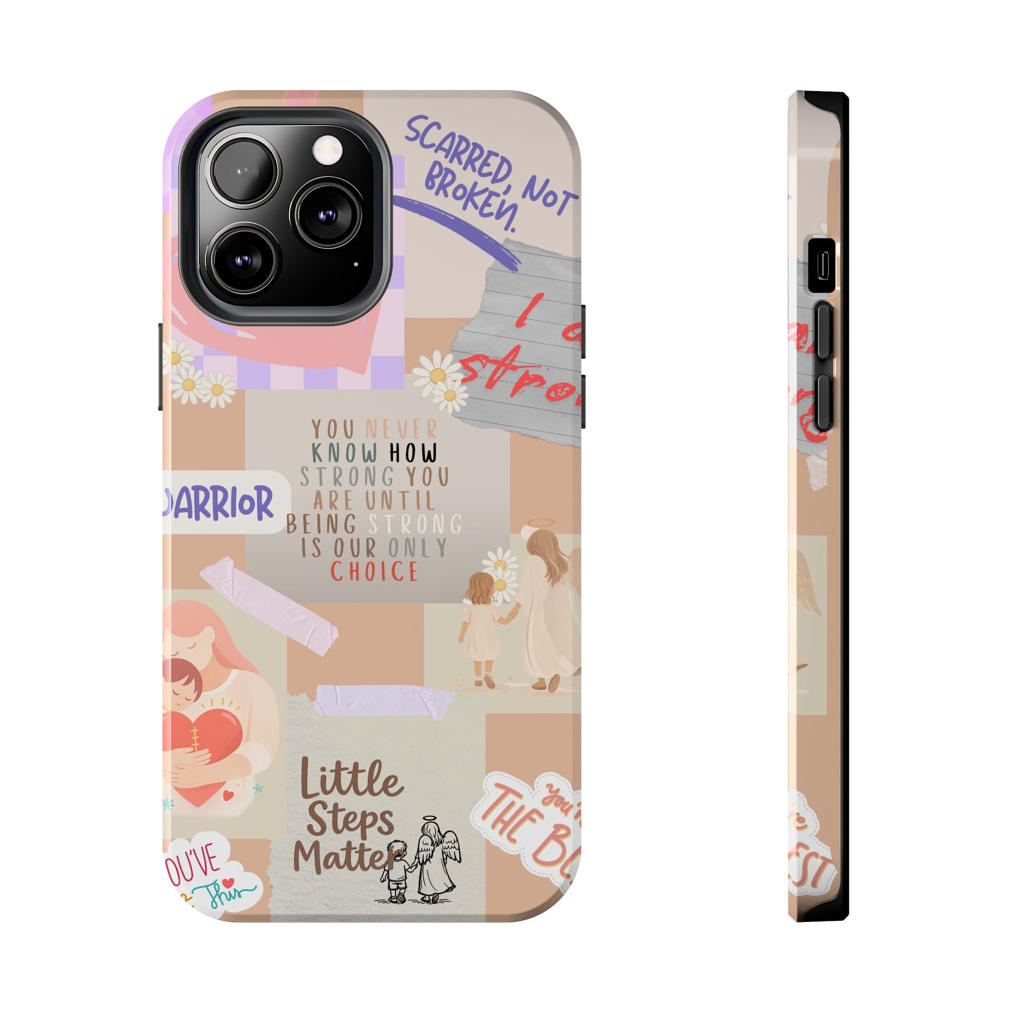 CHD Heart iPhone Case Pro Max Healing Collage Tough iPhone Case 17 16 15 14 13 12 11 mental health, encouragement, pastel stickers