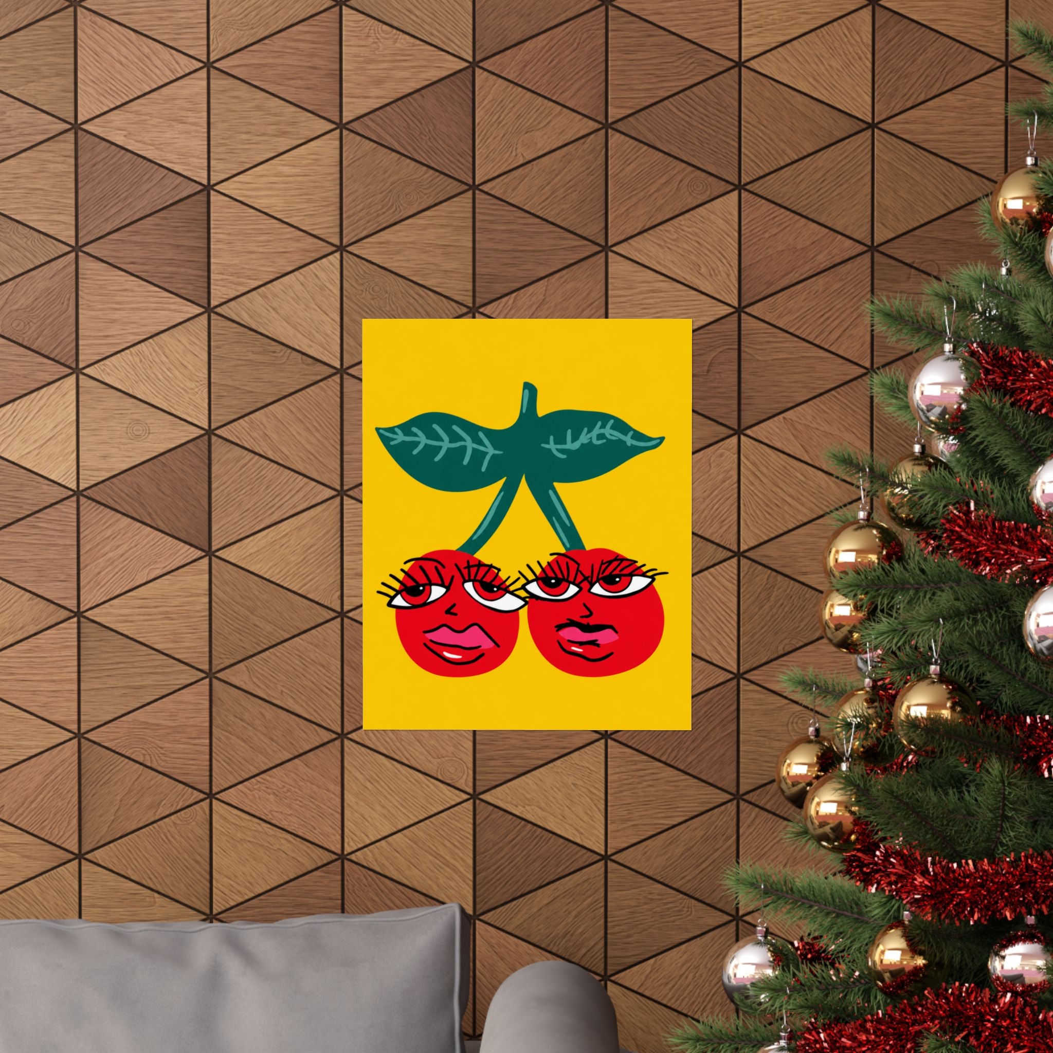 Retro Cherry Face Poster | Matte Vertical Poster