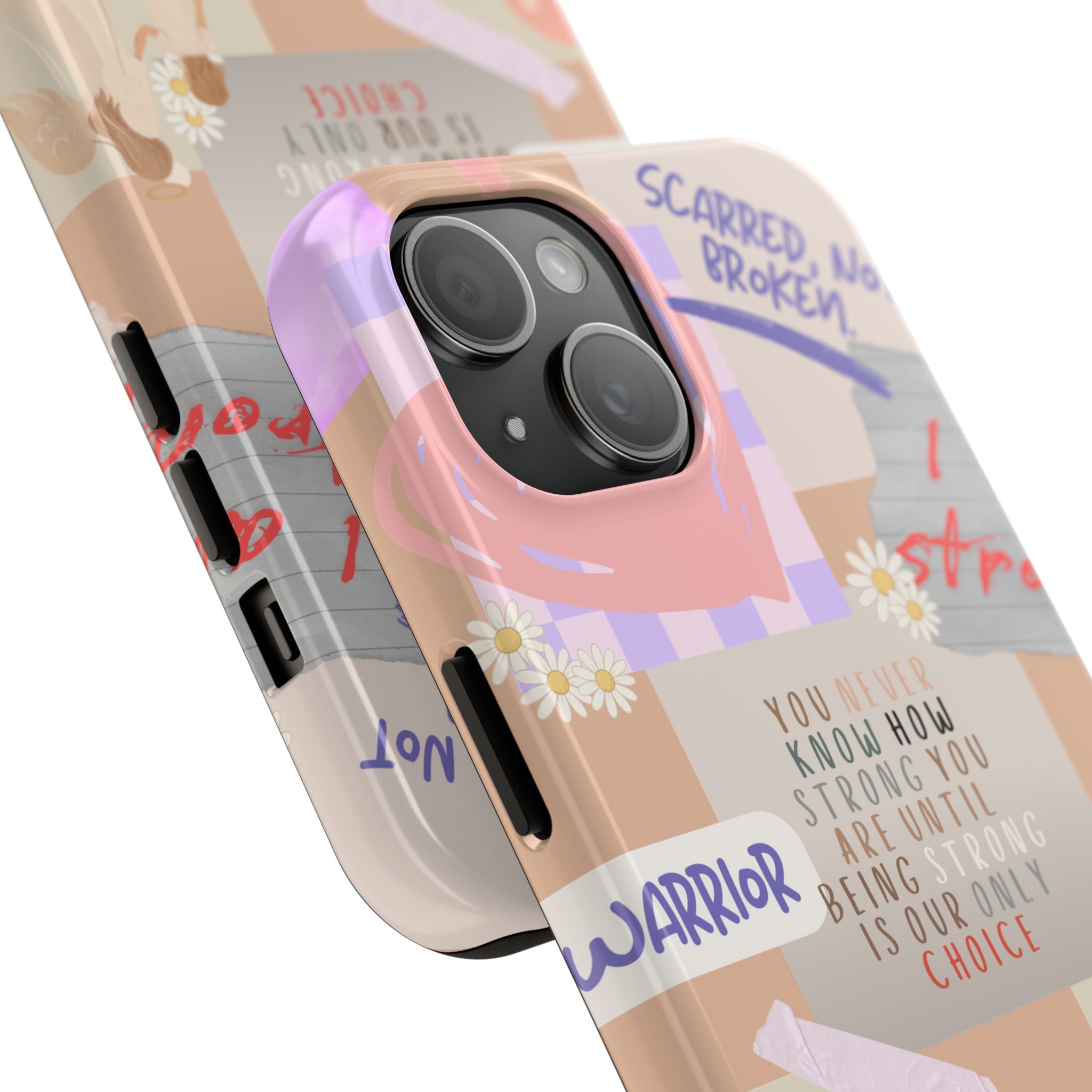 CHD Heart iPhone Case Pro Max Healing Collage Tough iPhone Case 17 16 15 14 13 12 11 mental health, encouragement, pastel stickers