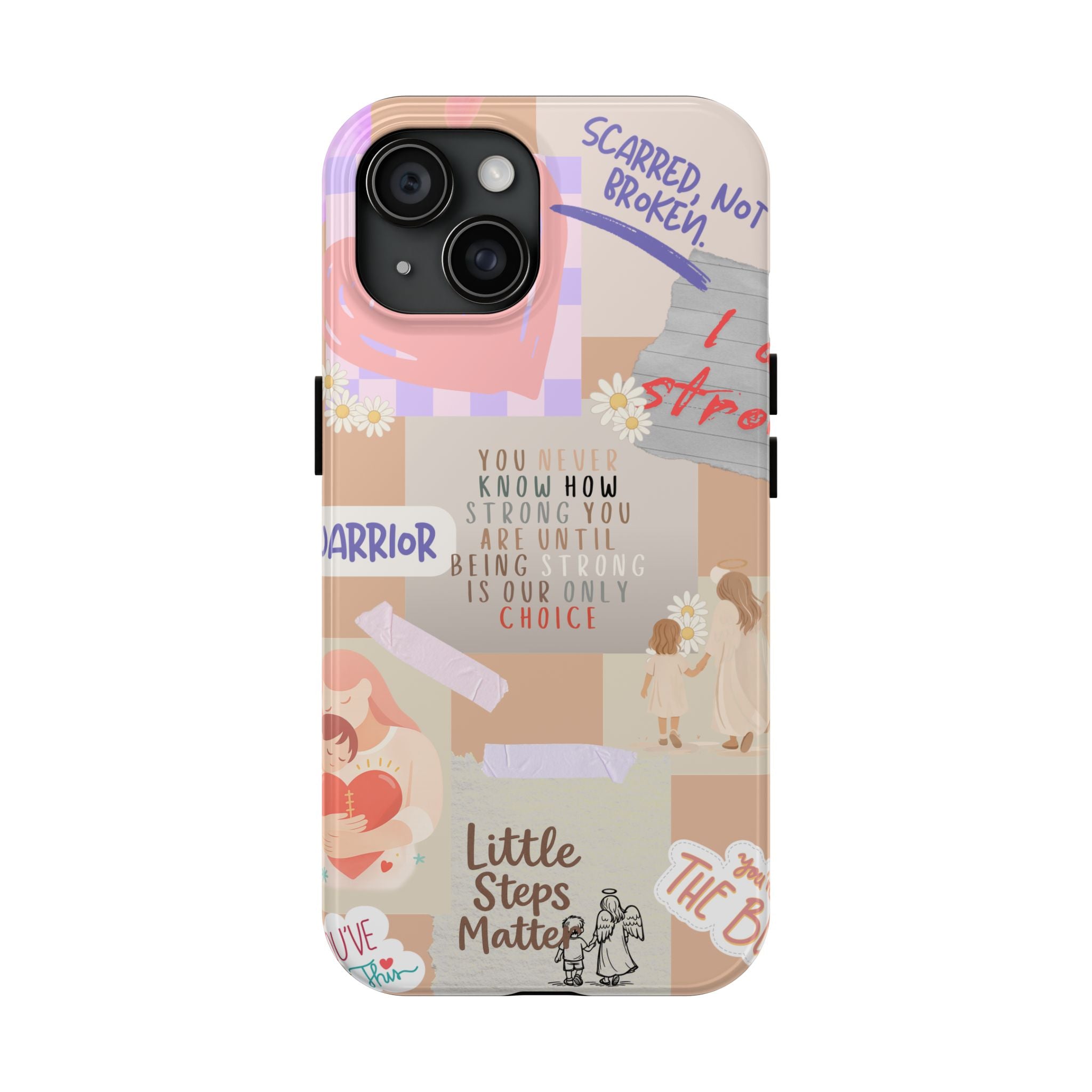 CHD Heart iPhone Case Pro Max Healing Collage Tough iPhone Case 17 16 15 14 13 12 11 mental health, encouragement, pastel stickers