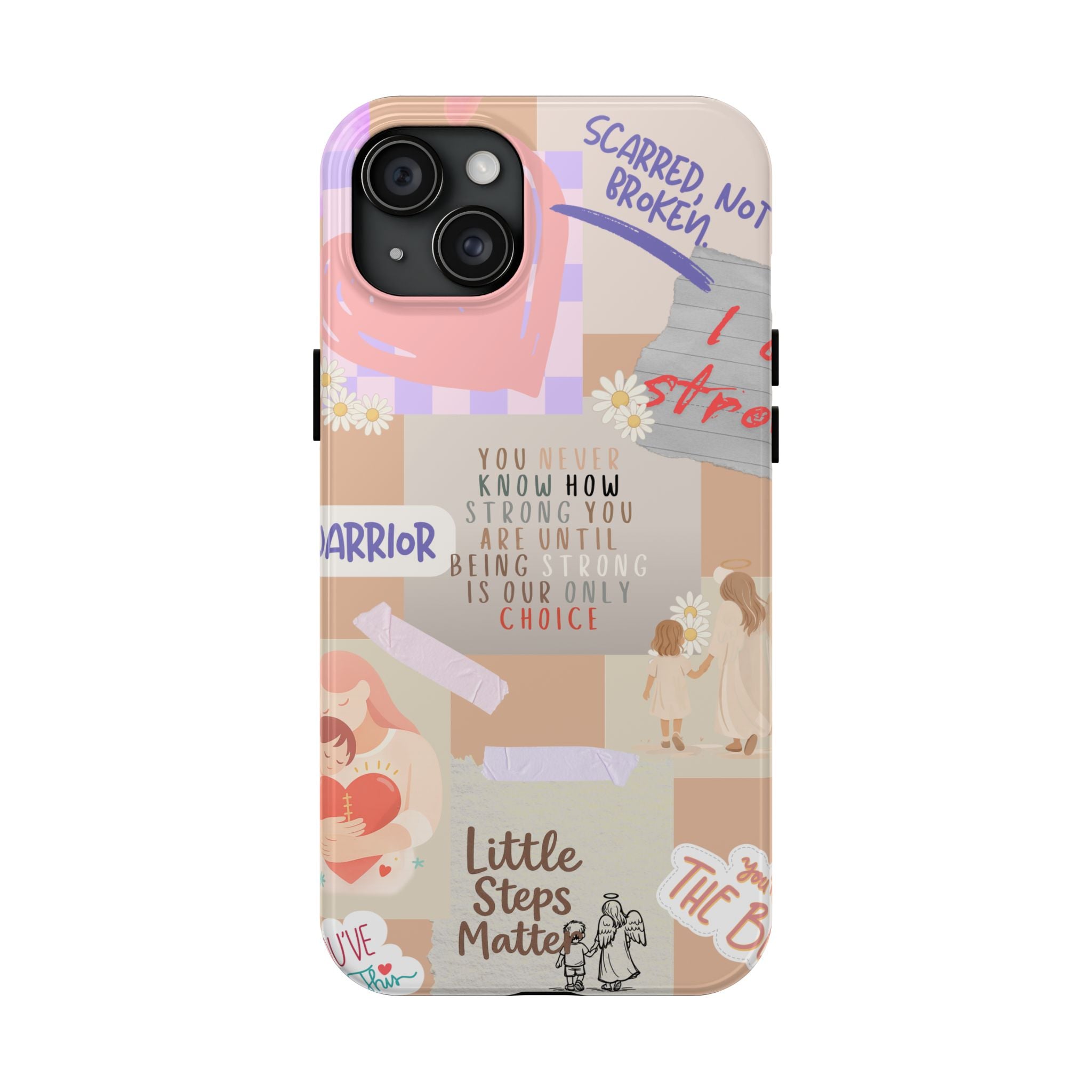 CHD Heart iPhone Case Pro Max Healing Collage Tough iPhone Case 17 16 15 14 13 12 11 mental health, encouragement, pastel stickers
