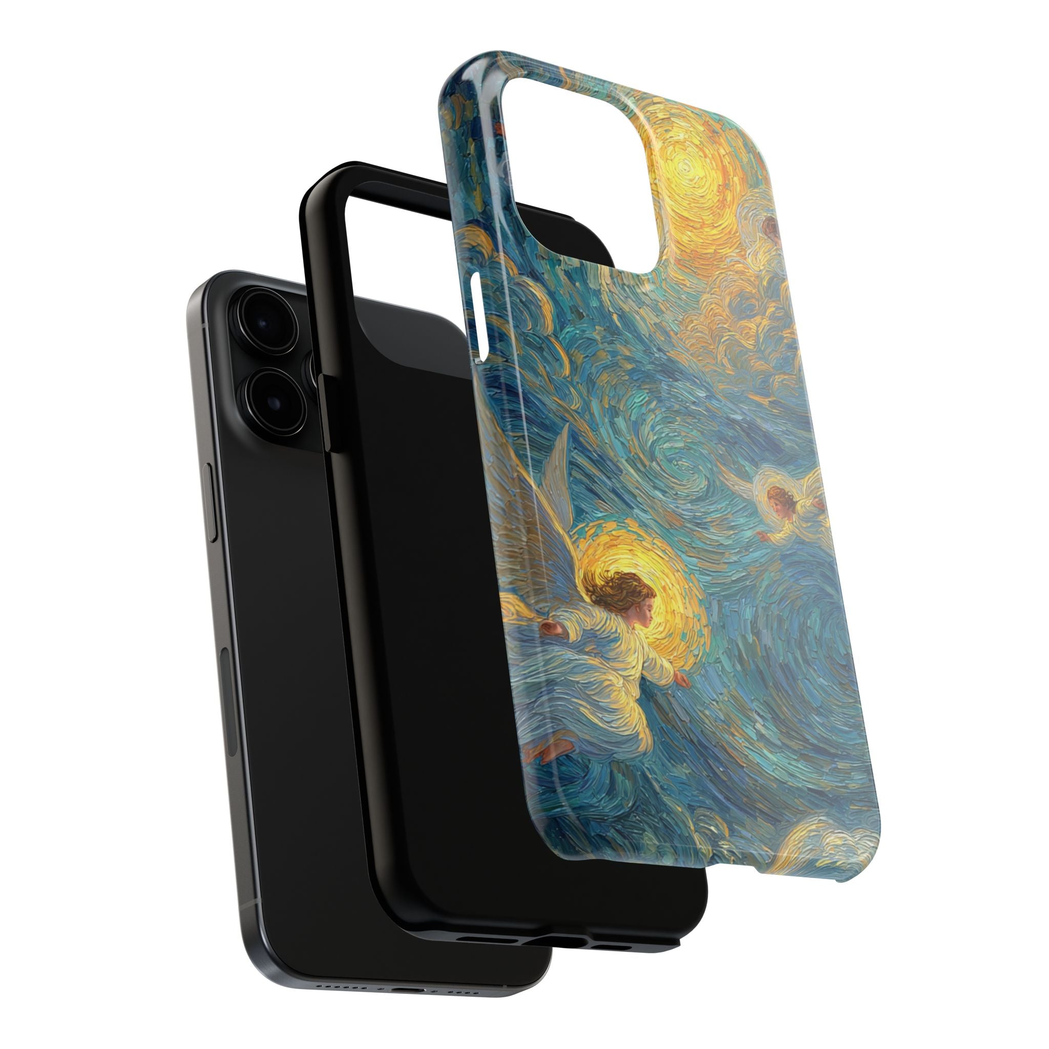 Van Gogh Inspired Angel Phone Case Celestial Heaven Aesthetic iPhone 17 16 15 Christian Angel Artwork Samsung Case Spiritual Phone Case