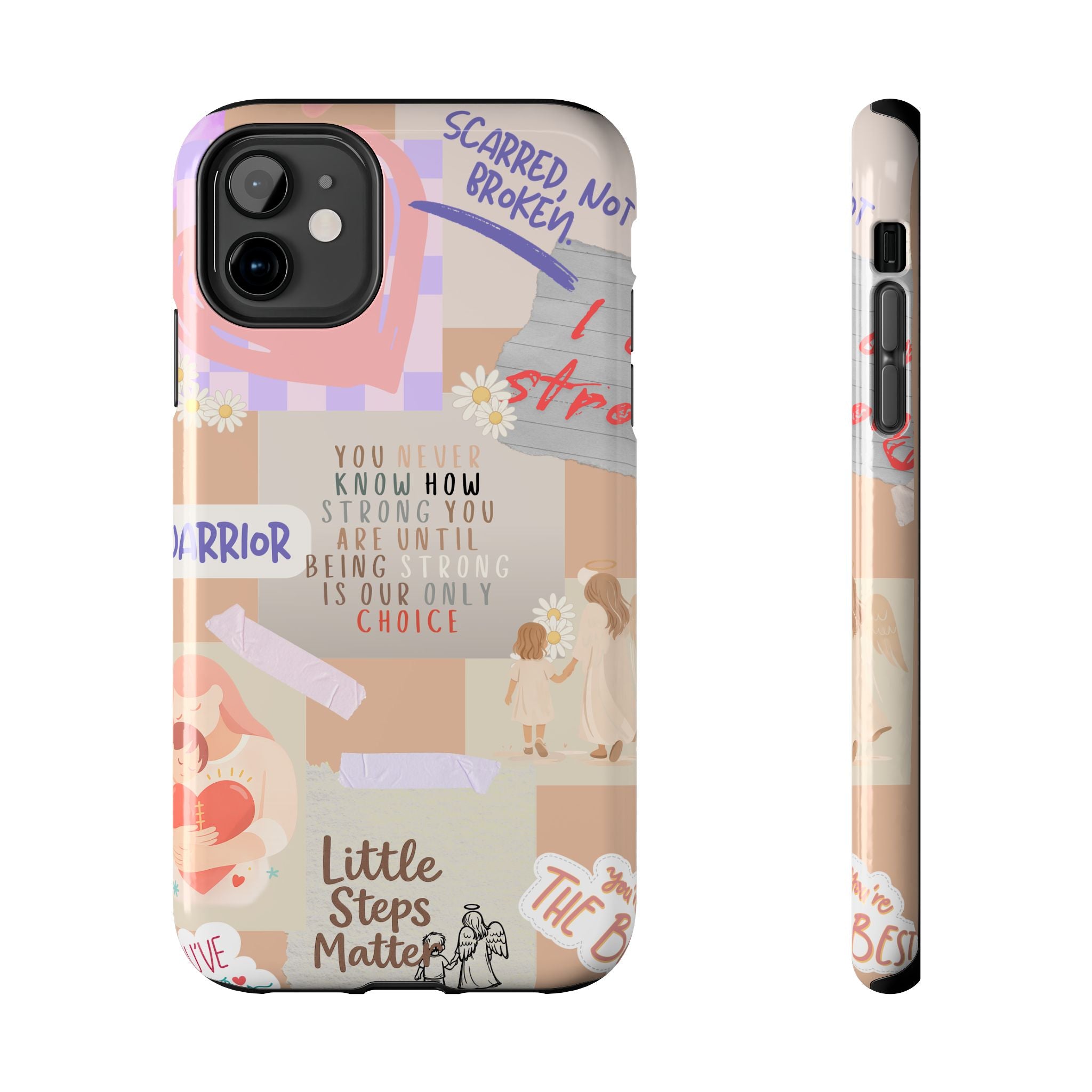CHD Heart iPhone Case Pro Max Healing Collage Tough iPhone Case 17 16 15 14 13 12 11 mental health, encouragement, pastel stickers