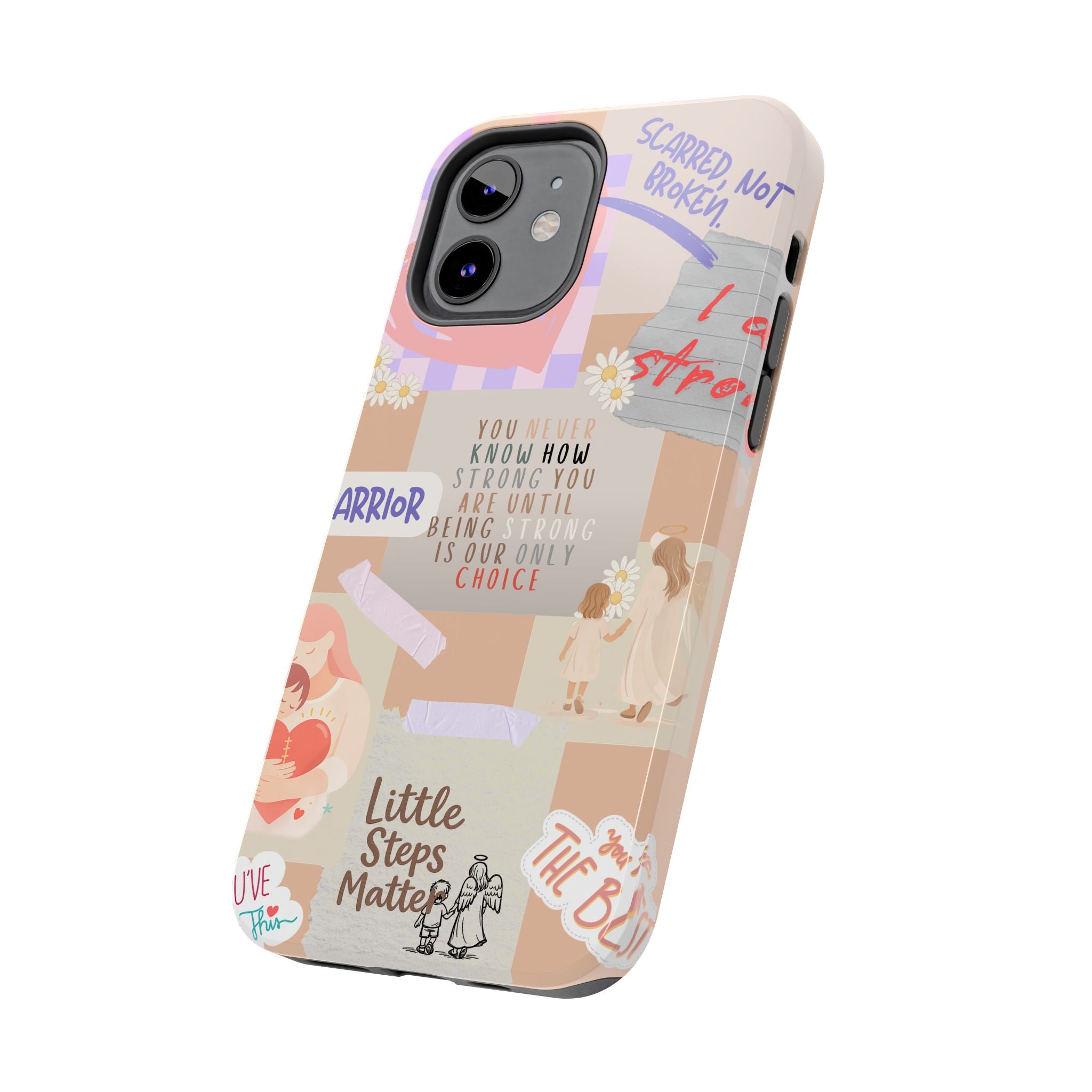 CHD Heart iPhone Case Pro Max Healing Collage Tough iPhone Case 17 16 15 14 13 12 11 mental health, encouragement, pastel stickers