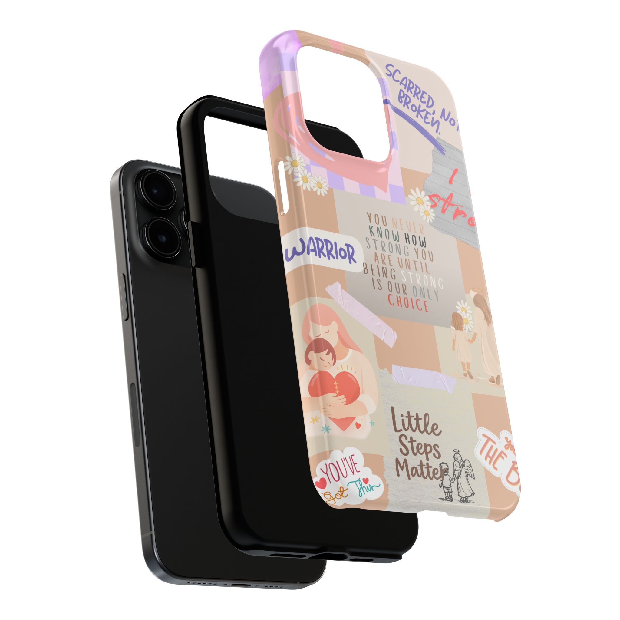 CHD Heart iPhone Case Pro Max Healing Collage Tough iPhone Case 17 16 15 14 13 12 11 mental health, encouragement, pastel stickers