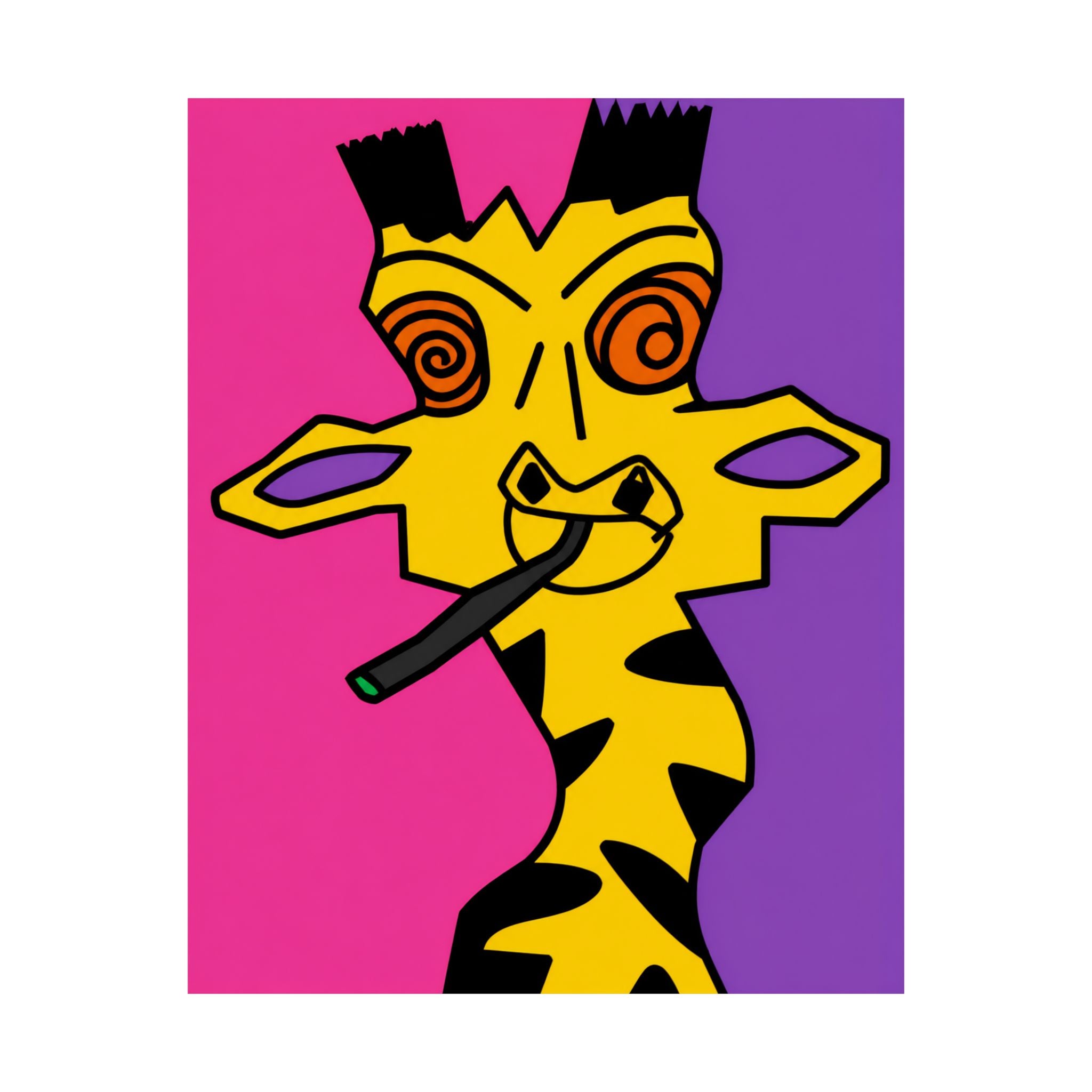 Psychedelic Giraffe Smoking Poster