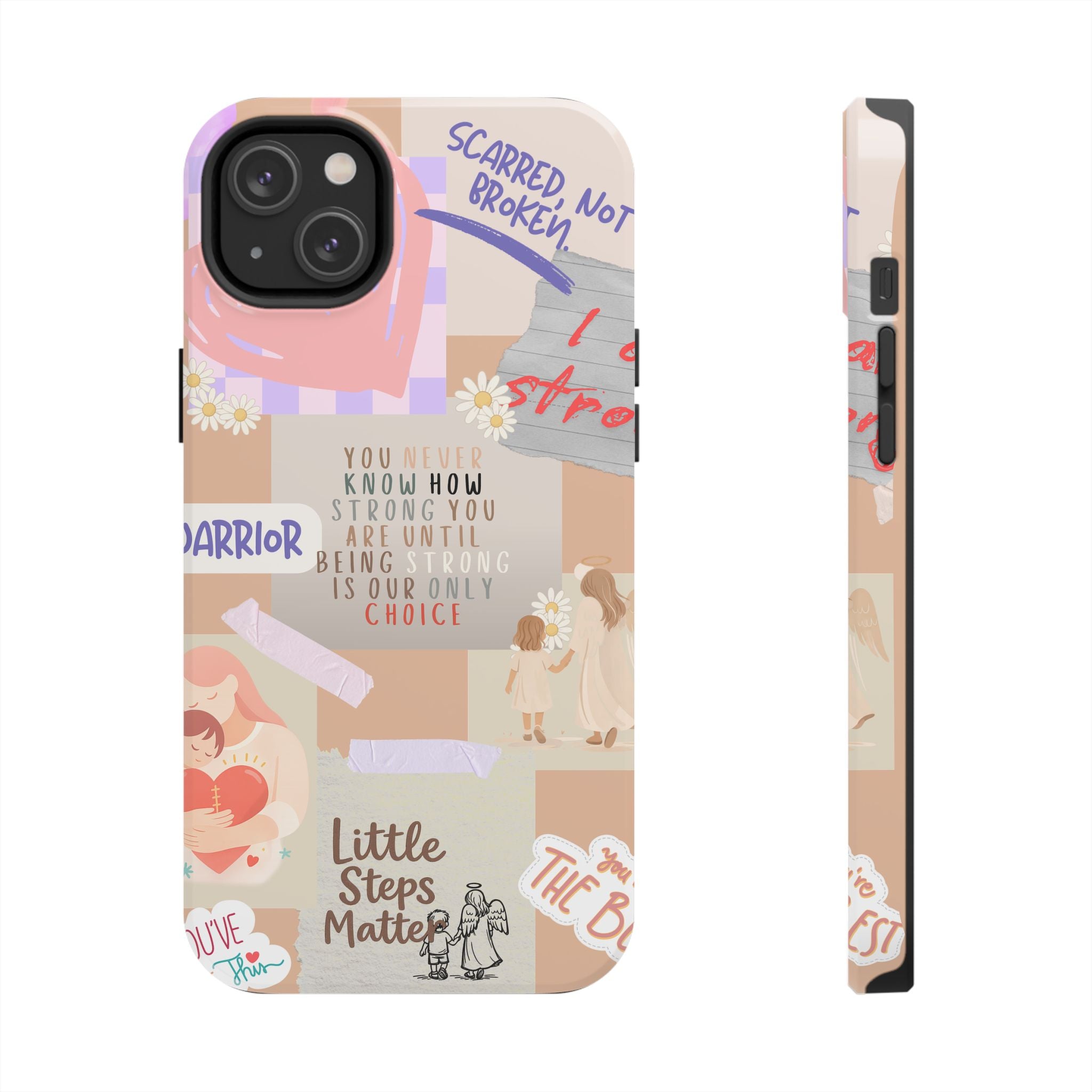 CHD Heart iPhone Case Pro Max Healing Collage Tough iPhone Case 17 16 15 14 13 12 11 mental health, encouragement, pastel stickers