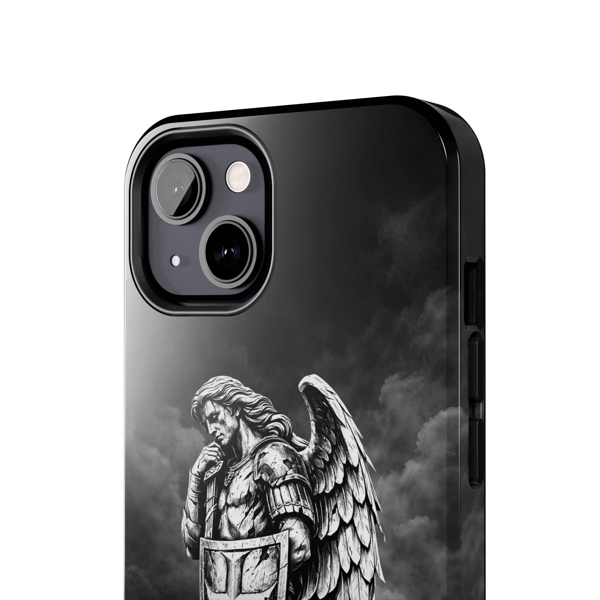 Archangel Phone Case Black & White Angel Warrior iPhone 17 16 15 14 13 Case Faith Inspired Protective Case Gothic Christian Phone Cover