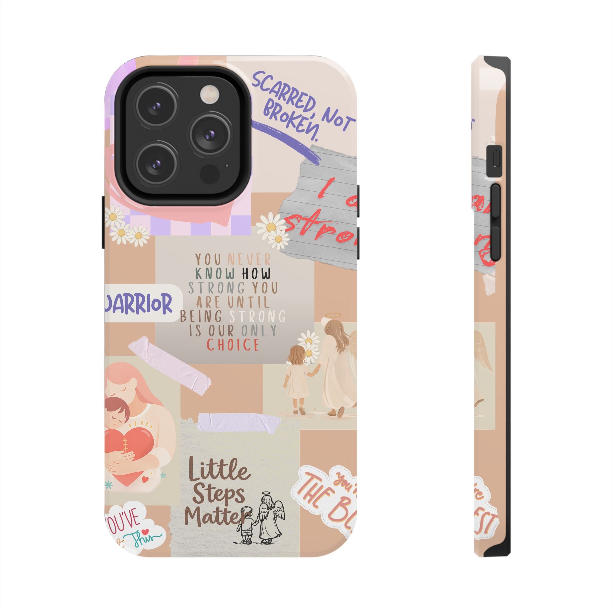 CHD Heart iPhone Case Pro Max Healing Collage Tough iPhone Case 17 16 15 14 13 12 11 mental health, encouragement, pastel stickers