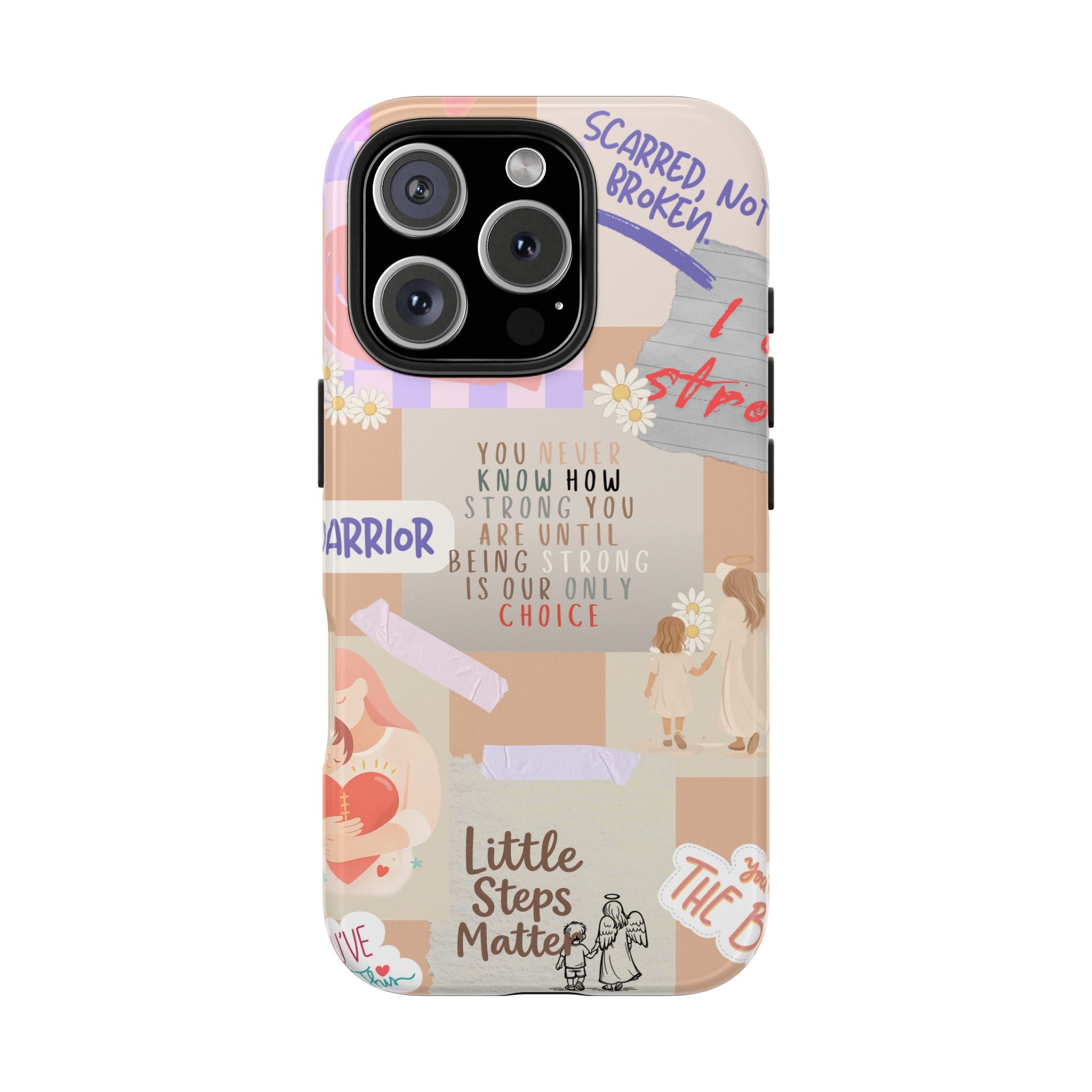 CHD Heart iPhone Case Pro Max Healing Collage Tough iPhone Case 17 16 15 14 13 12 11 mental health, encouragement, pastel stickers