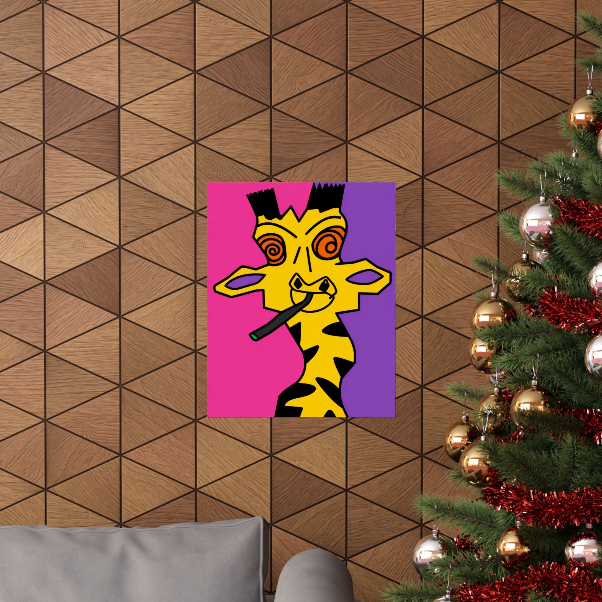 Psychedelic Giraffe Smoking Poster