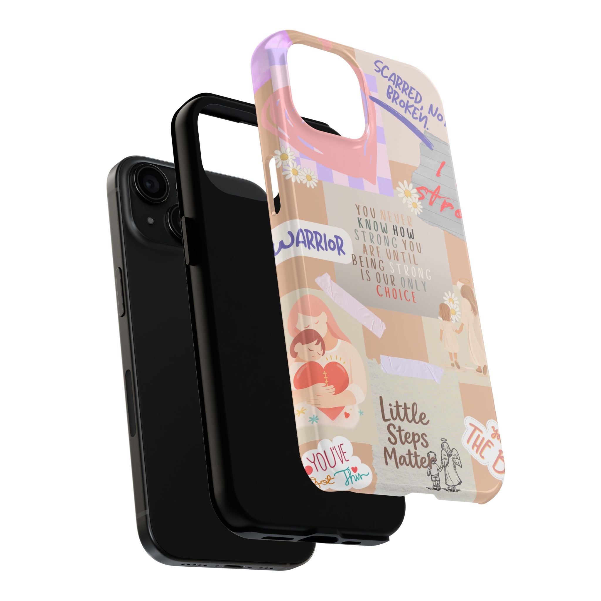 CHD Heart iPhone Case Pro Max Healing Collage Tough iPhone Case 17 16 15 14 13 12 11 mental health, encouragement, pastel stickers
