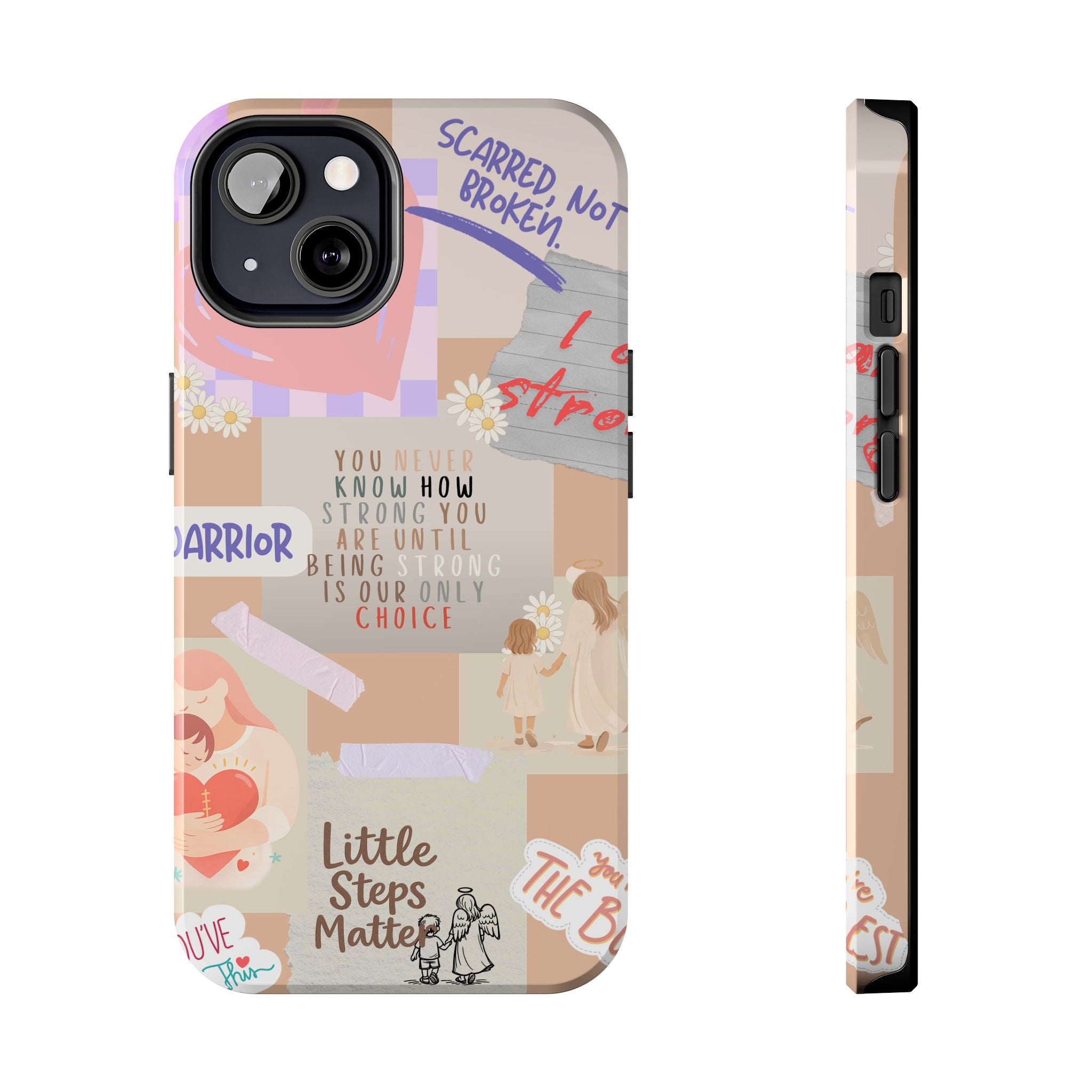 CHD Heart iPhone Case Pro Max Healing Collage Tough iPhone Case 17 16 15 14 13 12 11 mental health, encouragement, pastel stickers