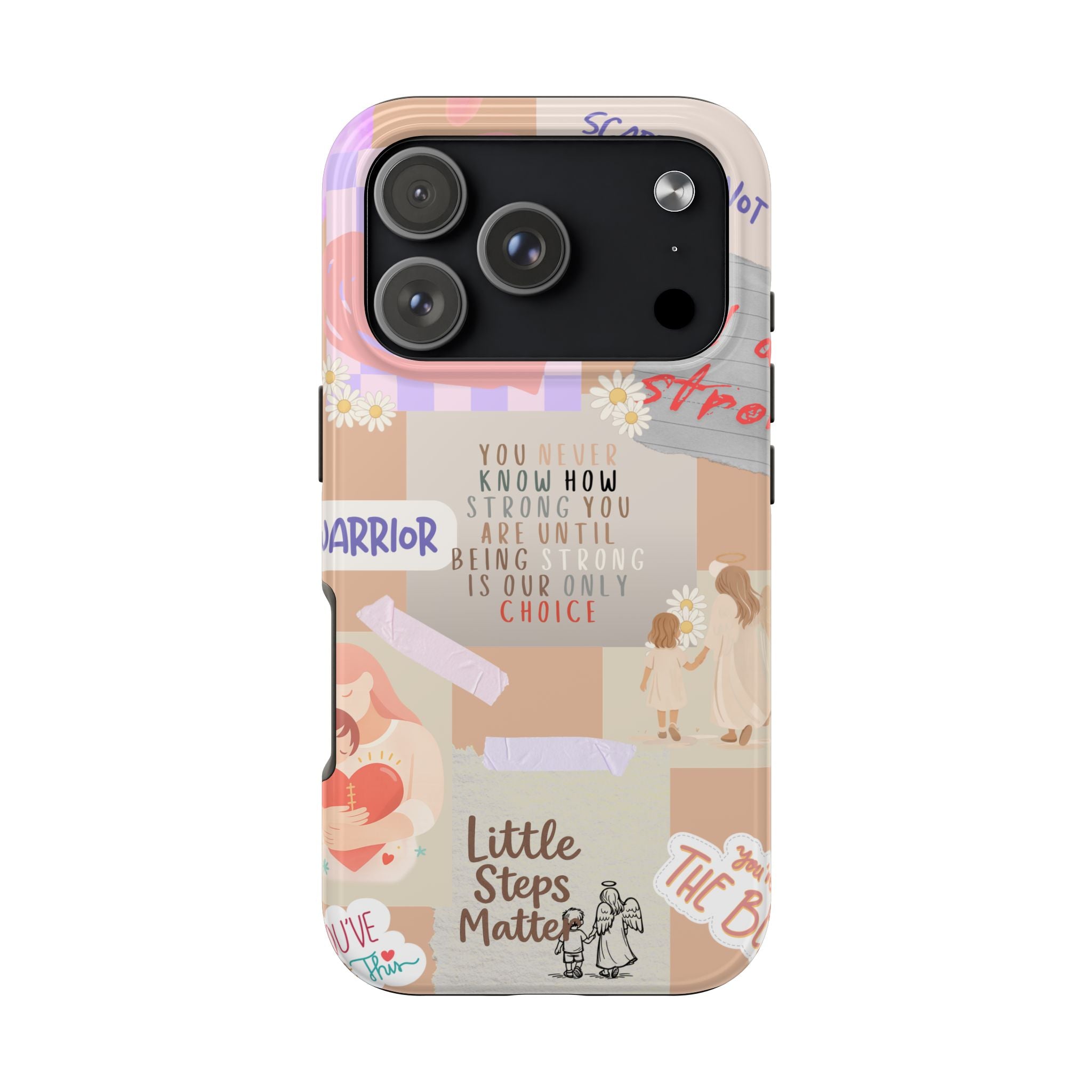 CHD Heart iPhone Case Pro Max Healing Collage Tough iPhone Case 17 16 15 14 13 12 11 mental health, encouragement, pastel stickers