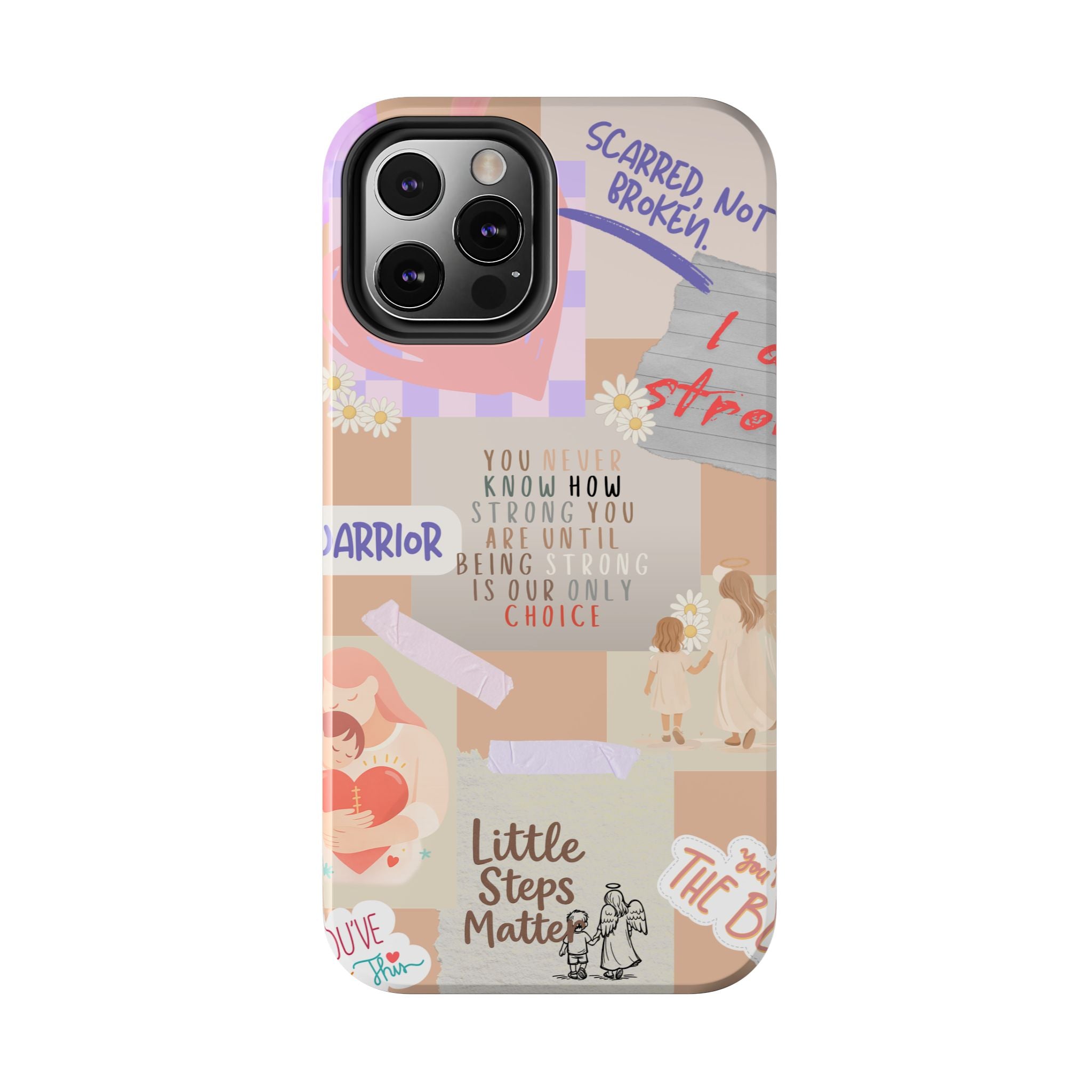 CHD Heart iPhone Case Pro Max Healing Collage Tough iPhone Case 17 16 15 14 13 12 11 mental health, encouragement, pastel stickers