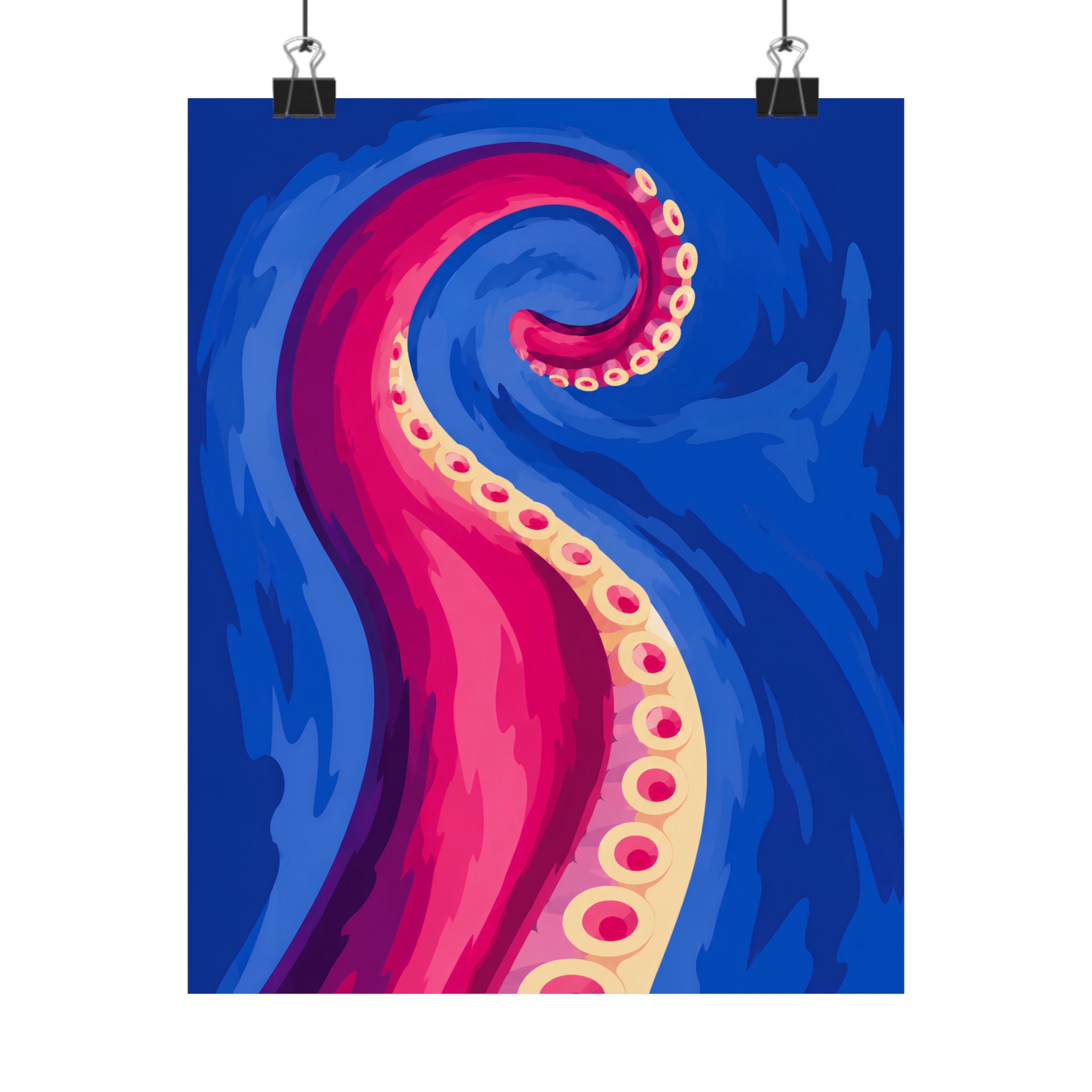 Octopus Tentacle Wave Matte Vertical Poster | Nautical Sea Art