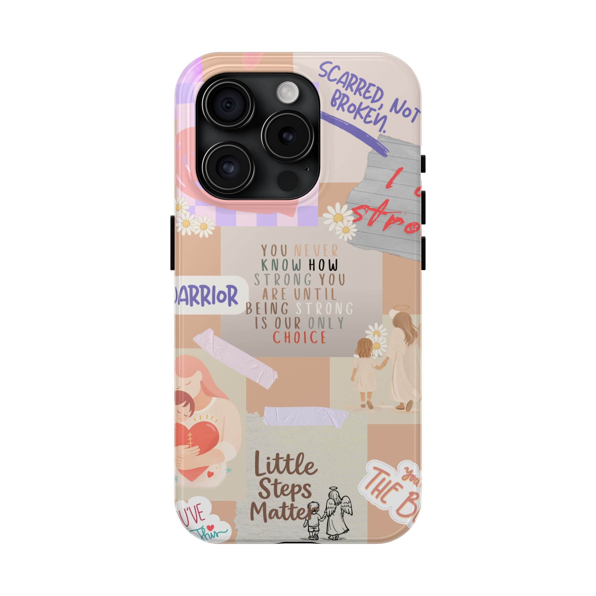 CHD Heart iPhone Case Pro Max Healing Collage Tough iPhone Case 17 16 15 14 13 12 11 mental health, encouragement, pastel stickers