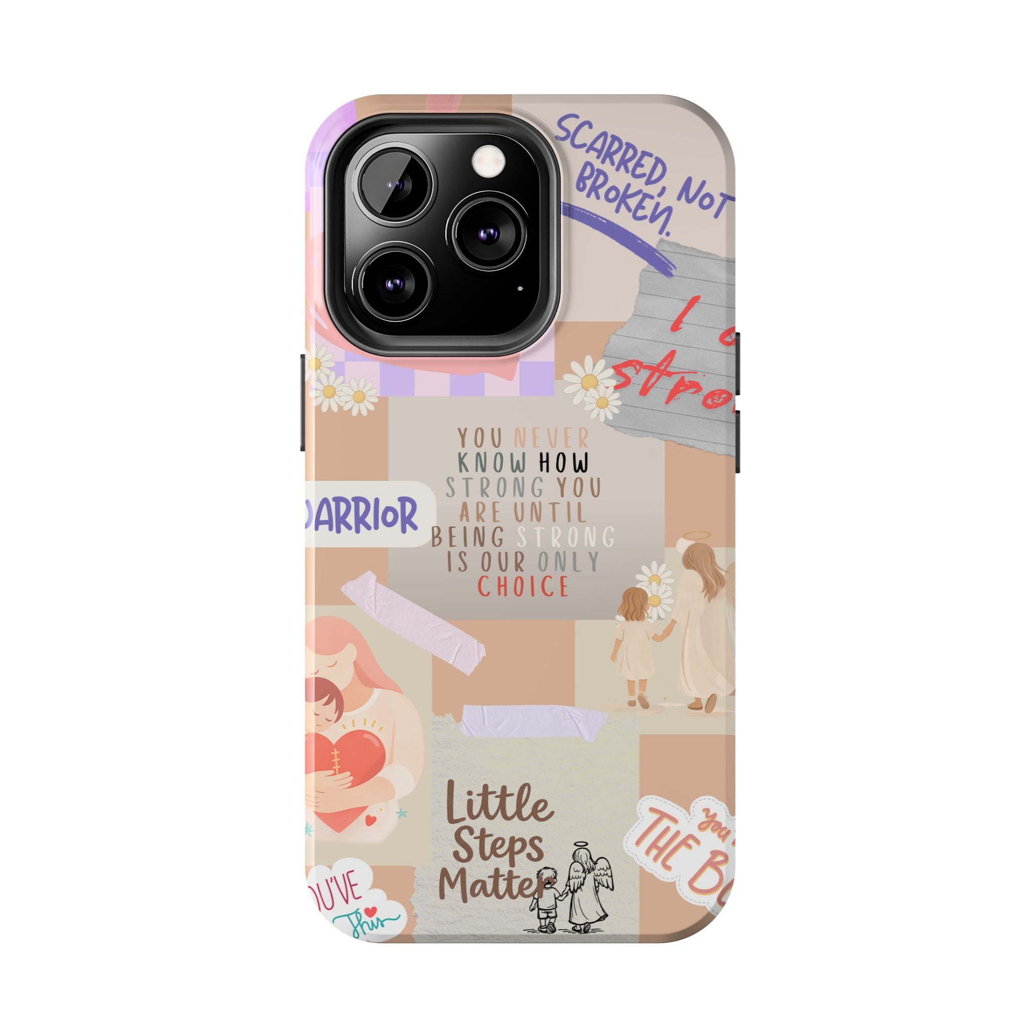 CHD Heart iPhone Case Pro Max Healing Collage Tough iPhone Case 17 16 15 14 13 12 11 mental health, encouragement, pastel stickers