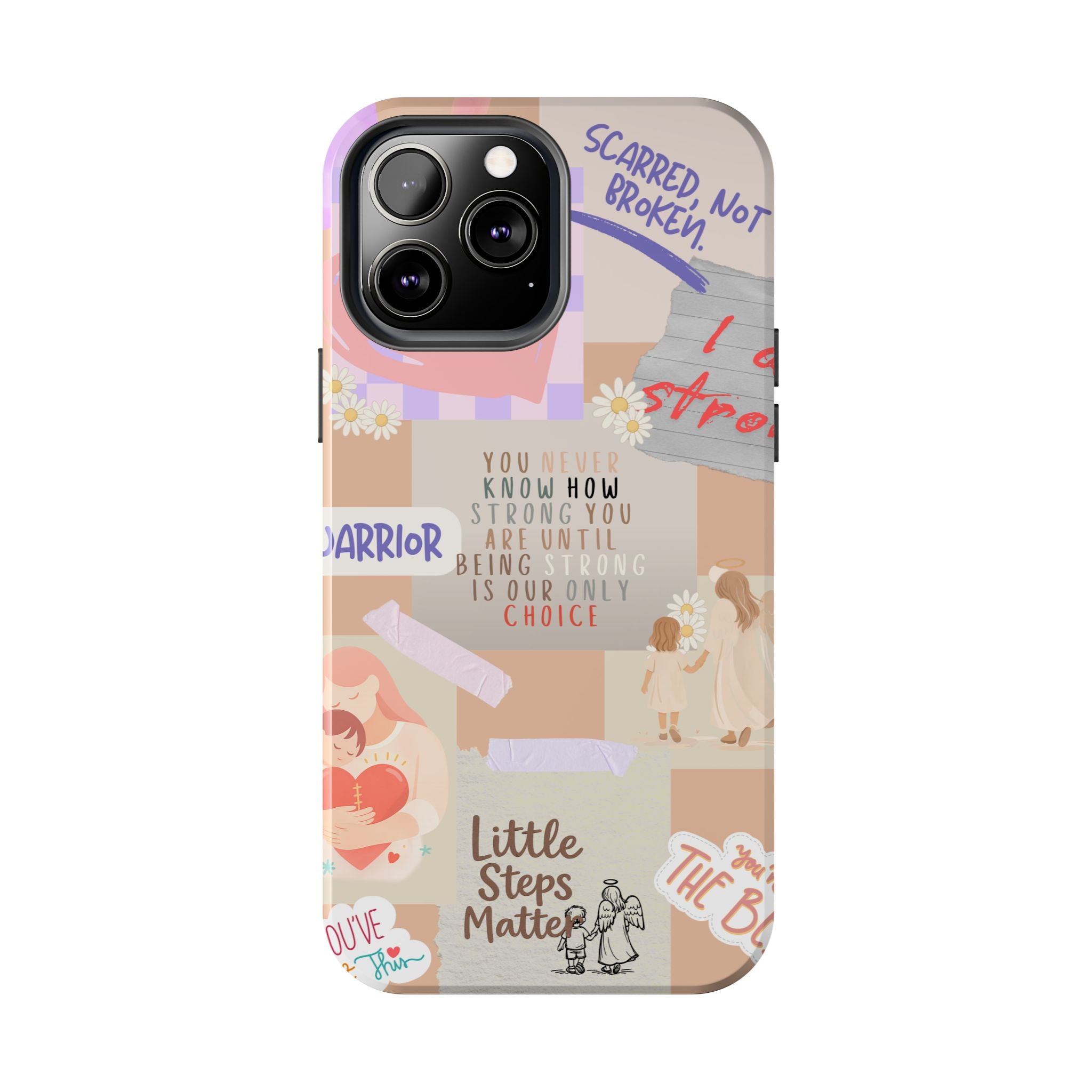 CHD Heart iPhone Case Pro Max Healing Collage Tough iPhone Case 17 16 15 14 13 12 11 mental health, encouragement, pastel stickers