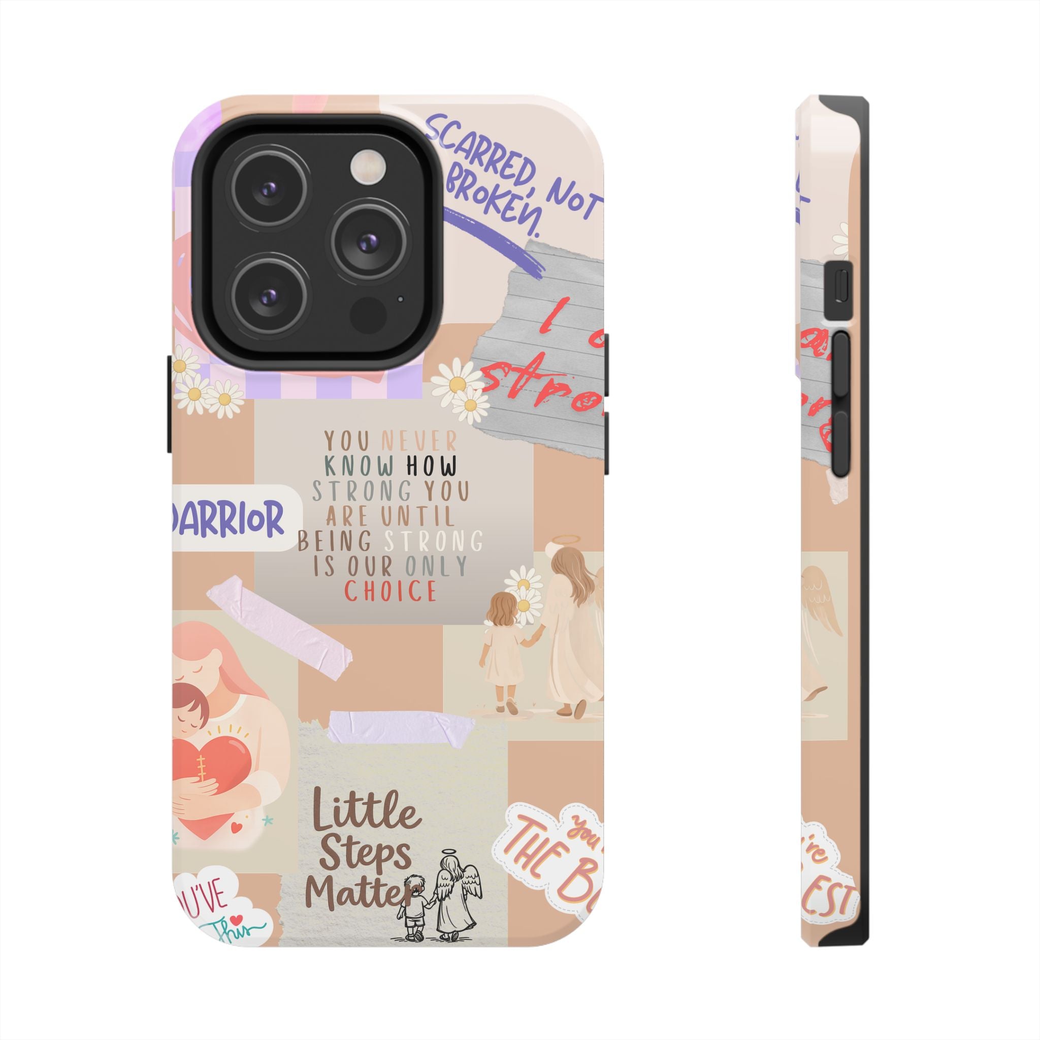 CHD Heart iPhone Case Pro Max Healing Collage Tough iPhone Case 17 16 15 14 13 12 11 mental health, encouragement, pastel stickers