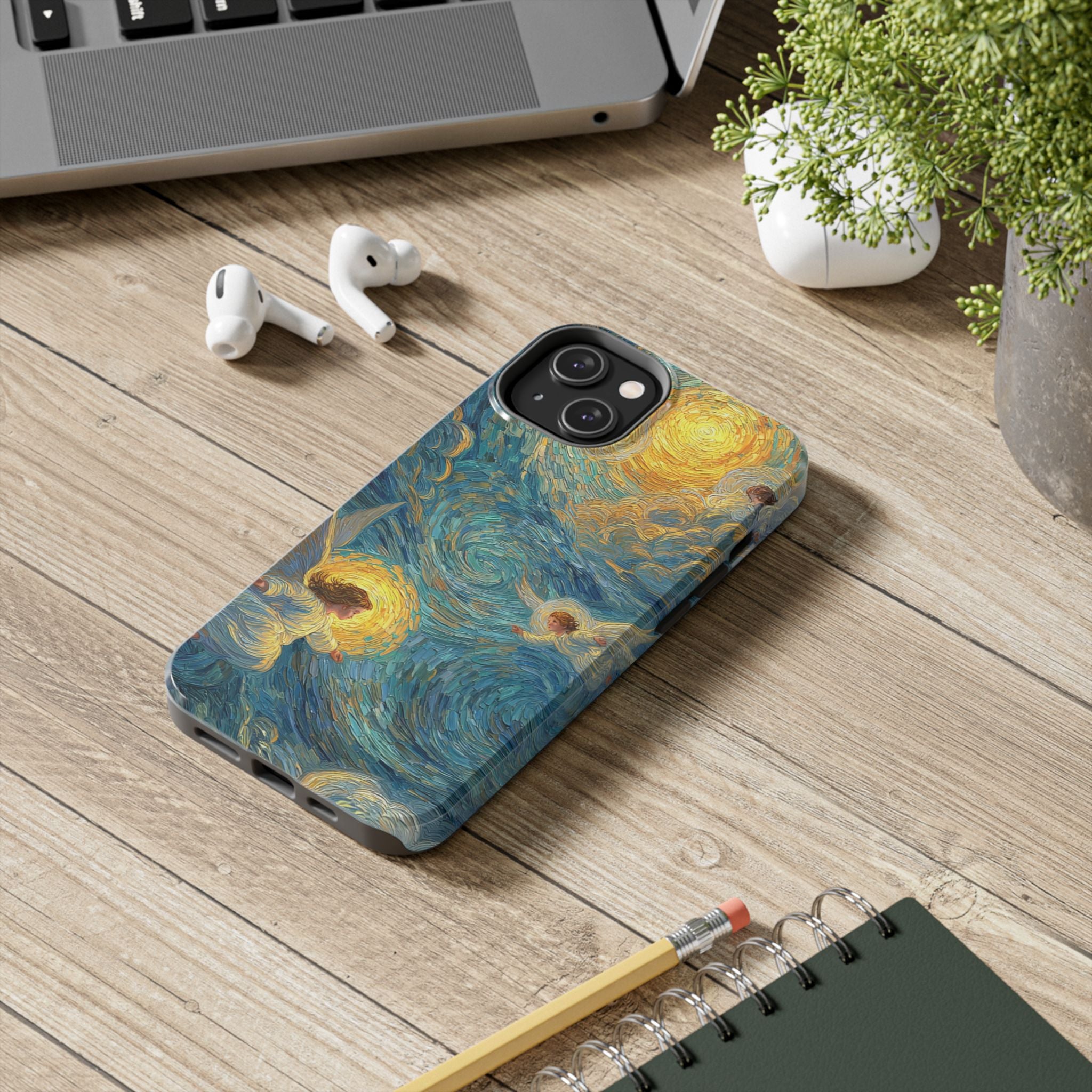 Van Gogh Inspired Angel Phone Case Celestial Heaven Aesthetic iPhone 17 16 15 Christian Angel Artwork Samsung Case Spiritual Phone Case