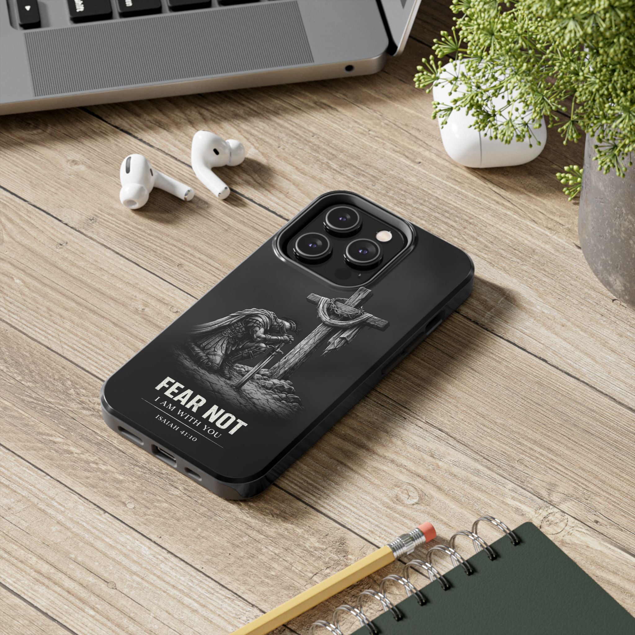 Warrior Faith iPhone 17 16 15 14 13 Case Isaiah 41:10 Scripture Case Christian Pro Max Case Strength Motivational Christian iPhone Case