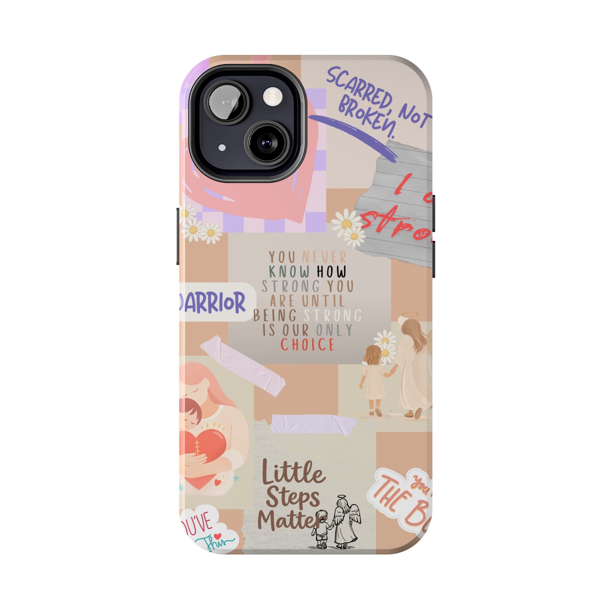 CHD Heart iPhone Case Pro Max Healing Collage Tough iPhone Case 17 16 15 14 13 12 11 mental health, encouragement, pastel stickers