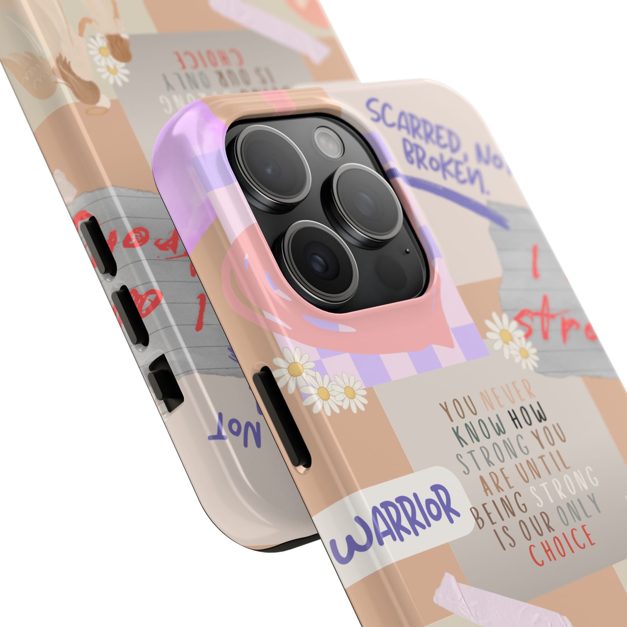 CHD Heart iPhone Case Pro Max Healing Collage Tough iPhone Case 17 16 15 14 13 12 11 mental health, encouragement, pastel stickers