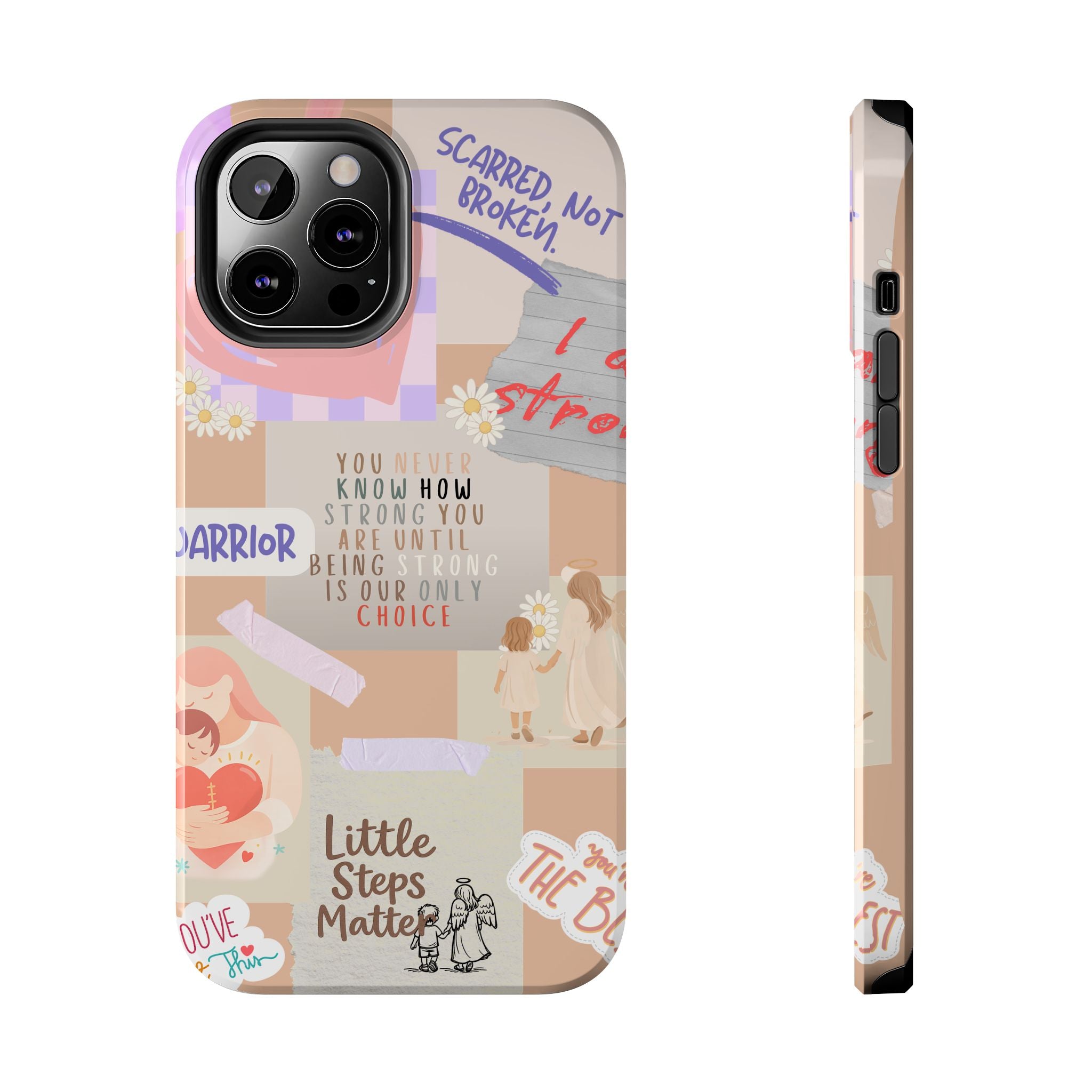 CHD Heart iPhone Case Pro Max Healing Collage Tough iPhone Case 17 16 15 14 13 12 11 mental health, encouragement, pastel stickers