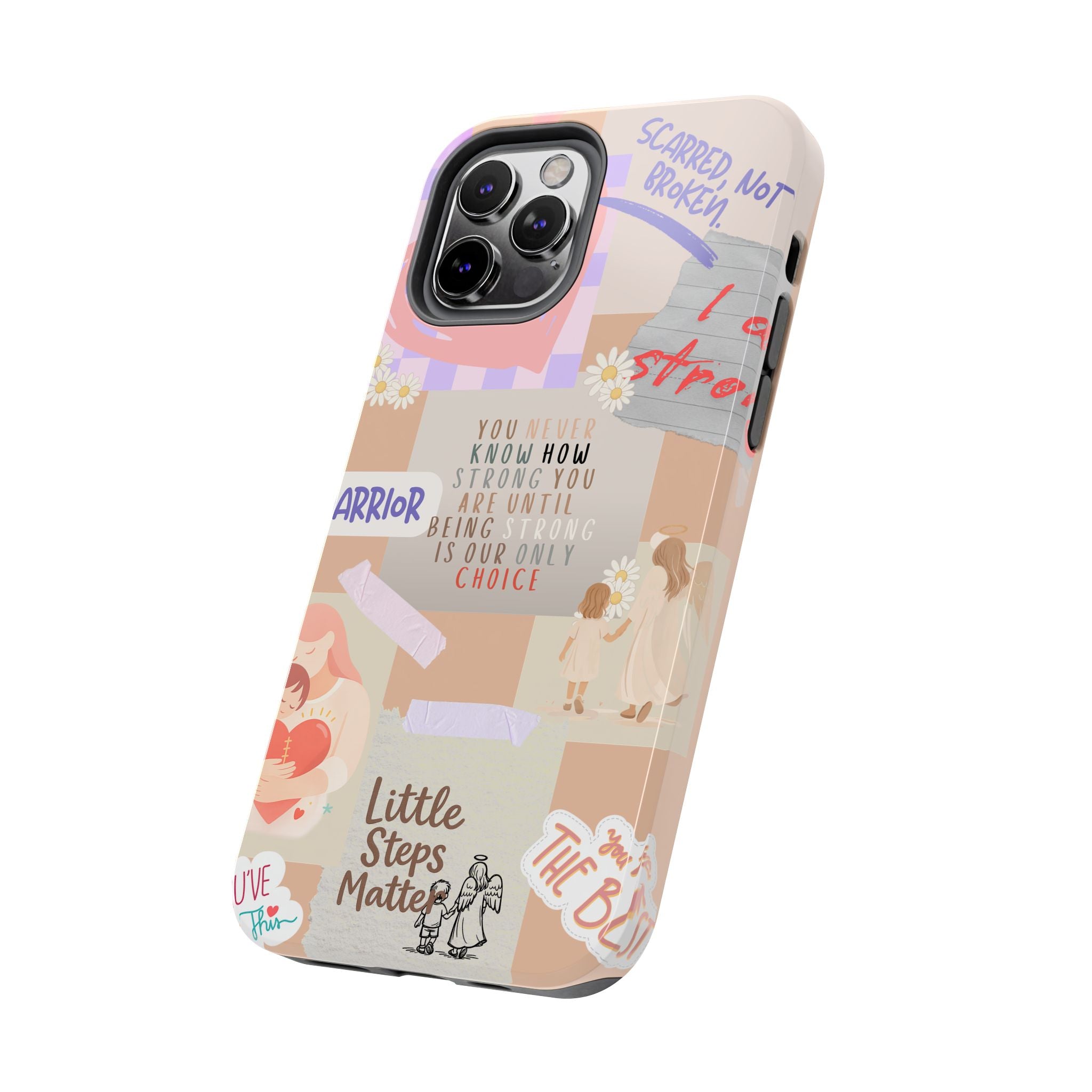 CHD Heart iPhone Case Pro Max Healing Collage Tough iPhone Case 17 16 15 14 13 12 11 mental health, encouragement, pastel stickers