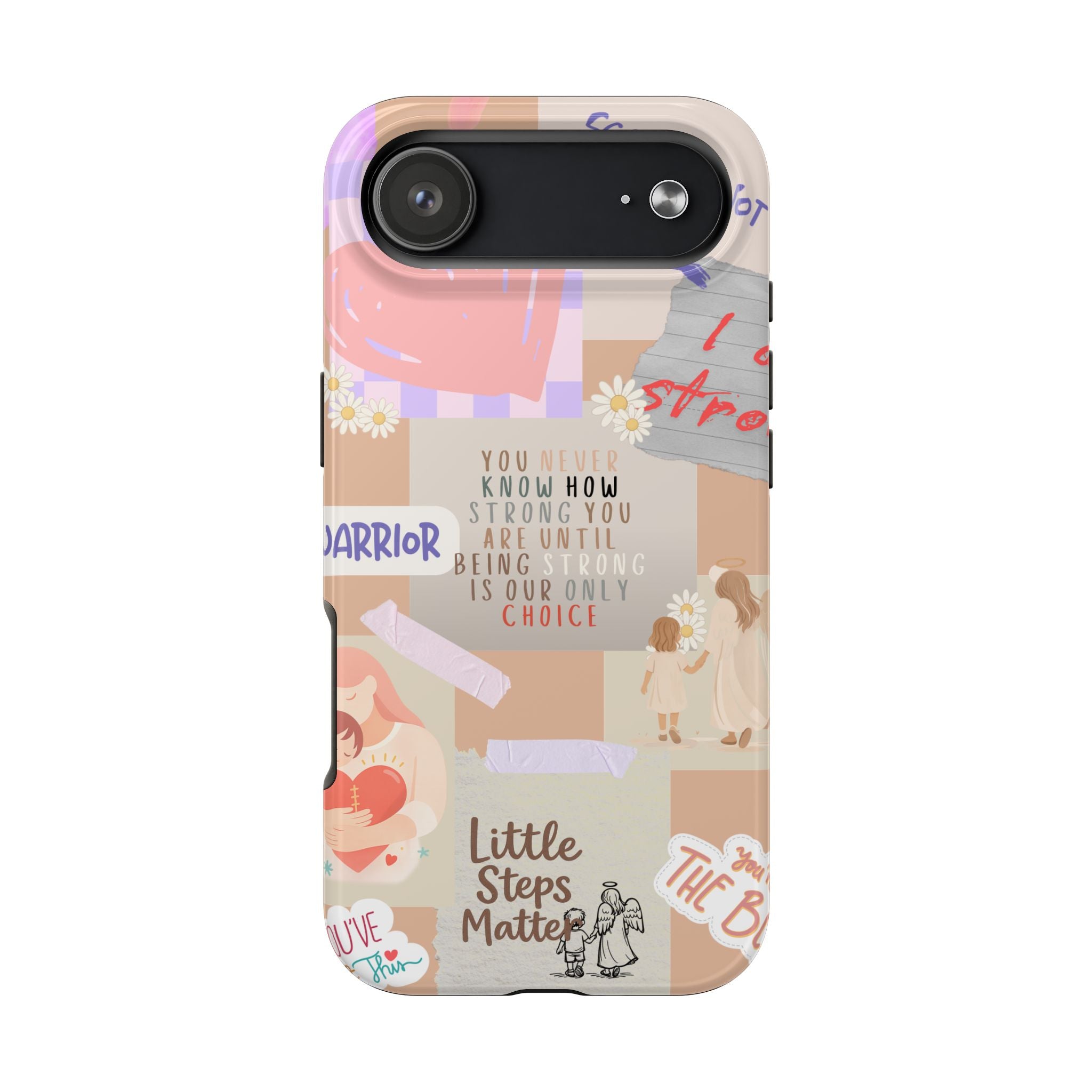 CHD Heart iPhone Case Pro Max Healing Collage Tough iPhone Case 17 16 15 14 13 12 11 mental health, encouragement, pastel stickers