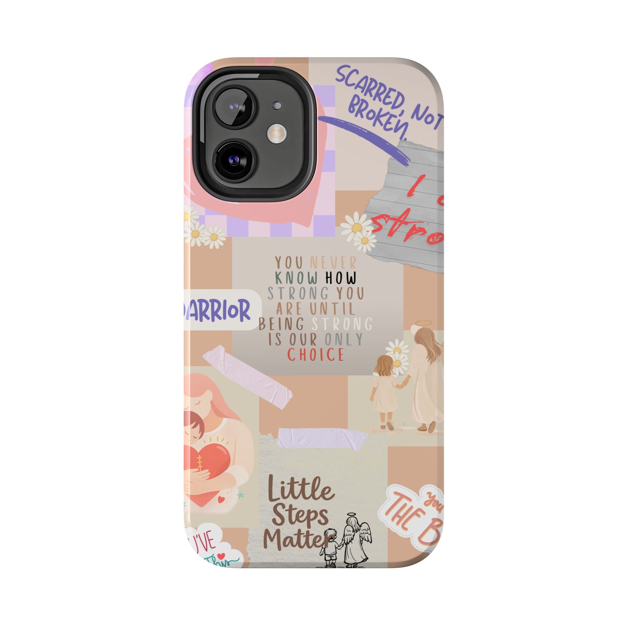CHD Heart iPhone Case Pro Max Healing Collage Tough iPhone Case 17 16 15 14 13 12 11 mental health, encouragement, pastel stickers