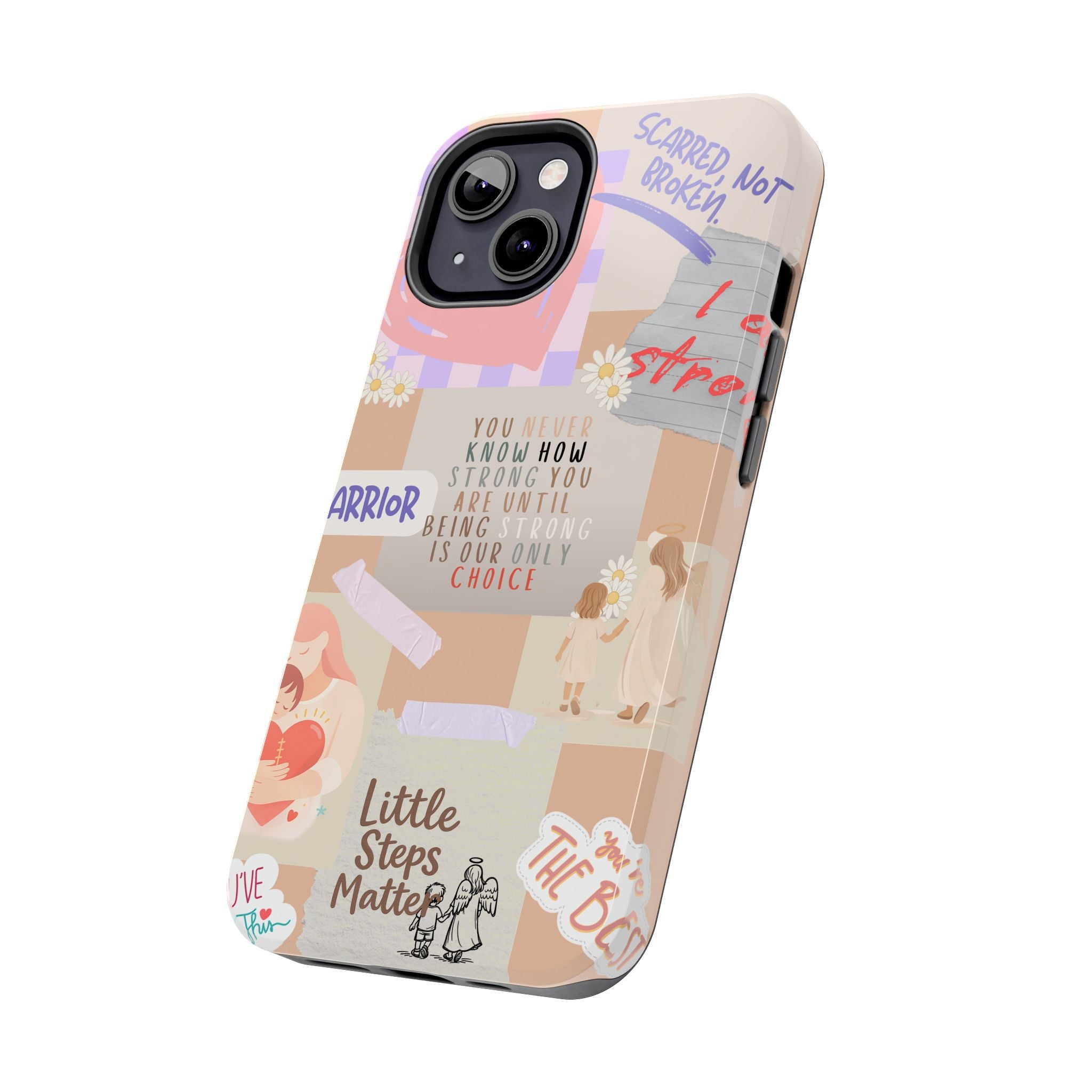 CHD Heart iPhone Case Pro Max Healing Collage Tough iPhone Case 17 16 15 14 13 12 11 mental health, encouragement, pastel stickers