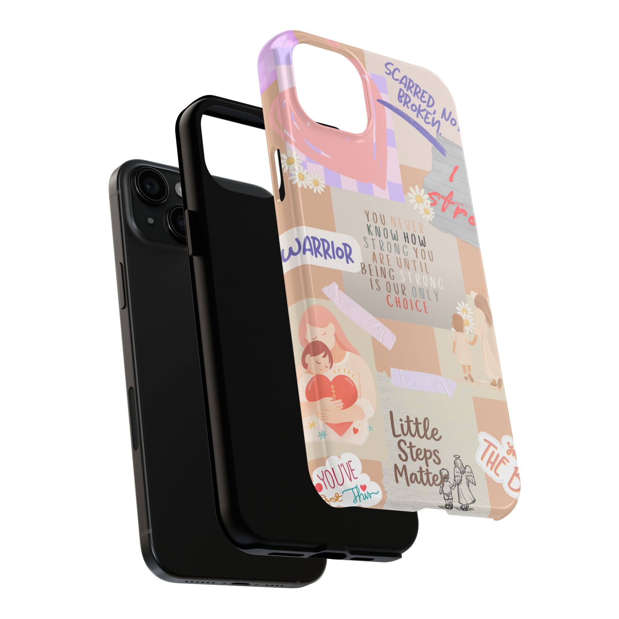 CHD Heart iPhone Case Pro Max Healing Collage Tough iPhone Case 17 16 15 14 13 12 11 mental health, encouragement, pastel stickers