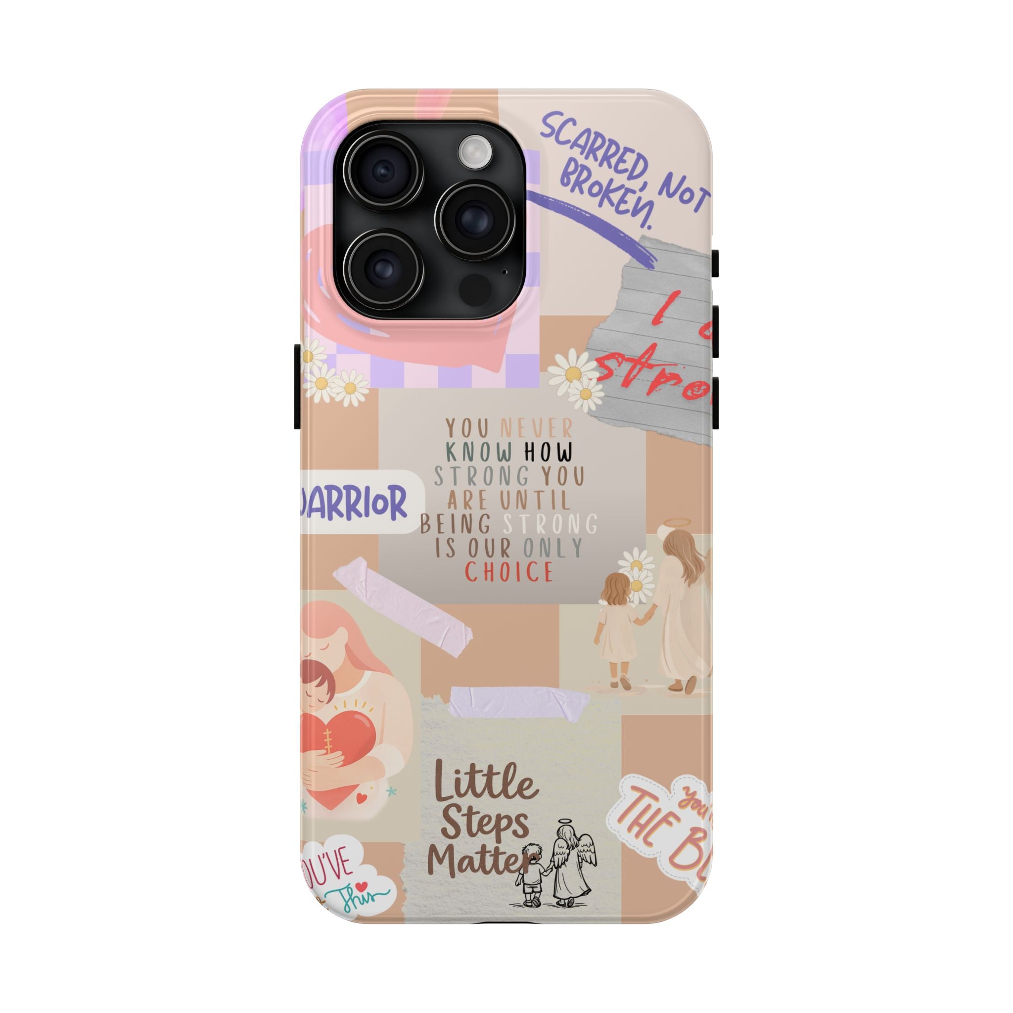 CHD Heart iPhone Case Pro Max Healing Collage Tough iPhone Case 17 16 15 14 13 12 11 mental health, encouragement, pastel stickers