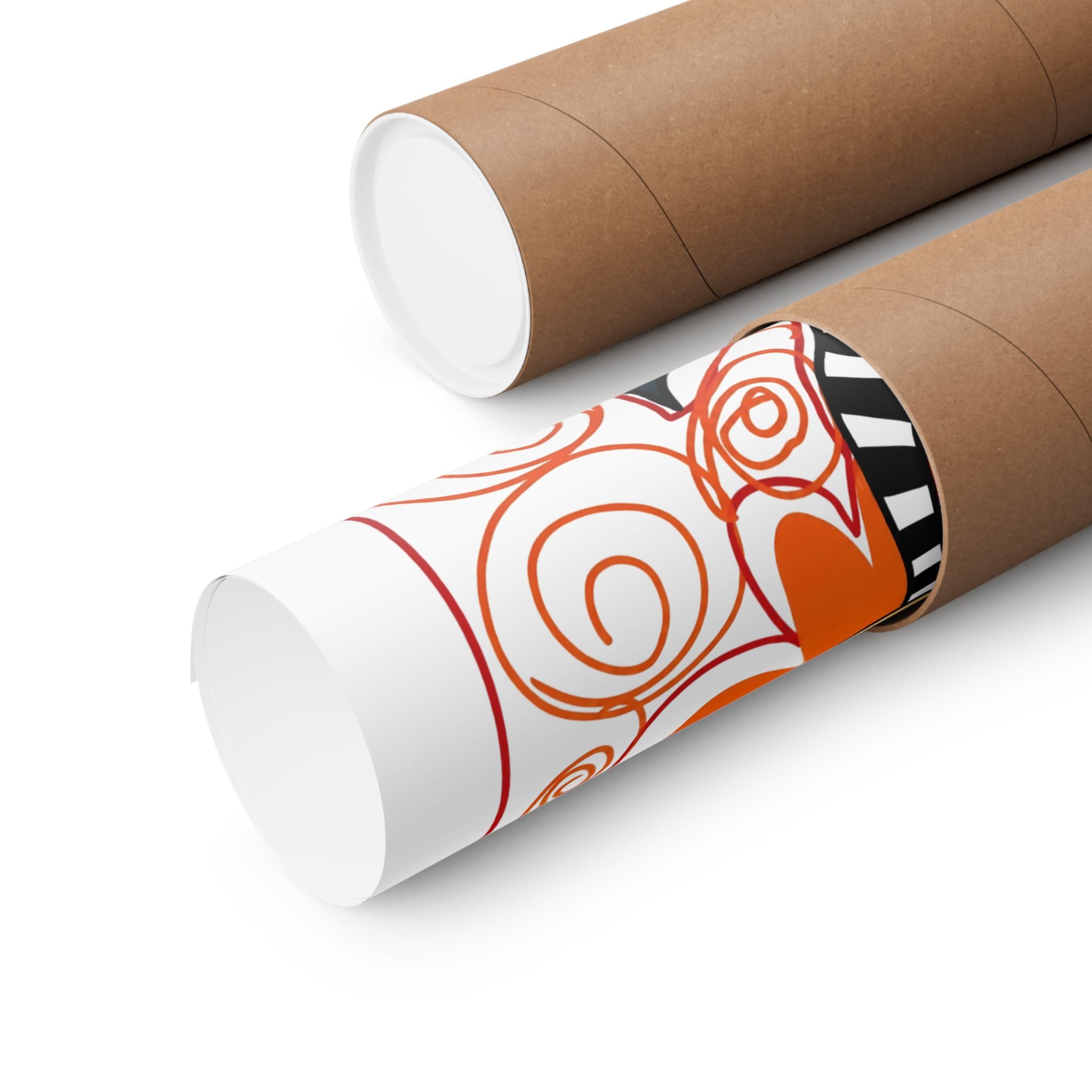 One-Eyed Orange Flower Matte Vertical Poster | Whimsical Floral Art