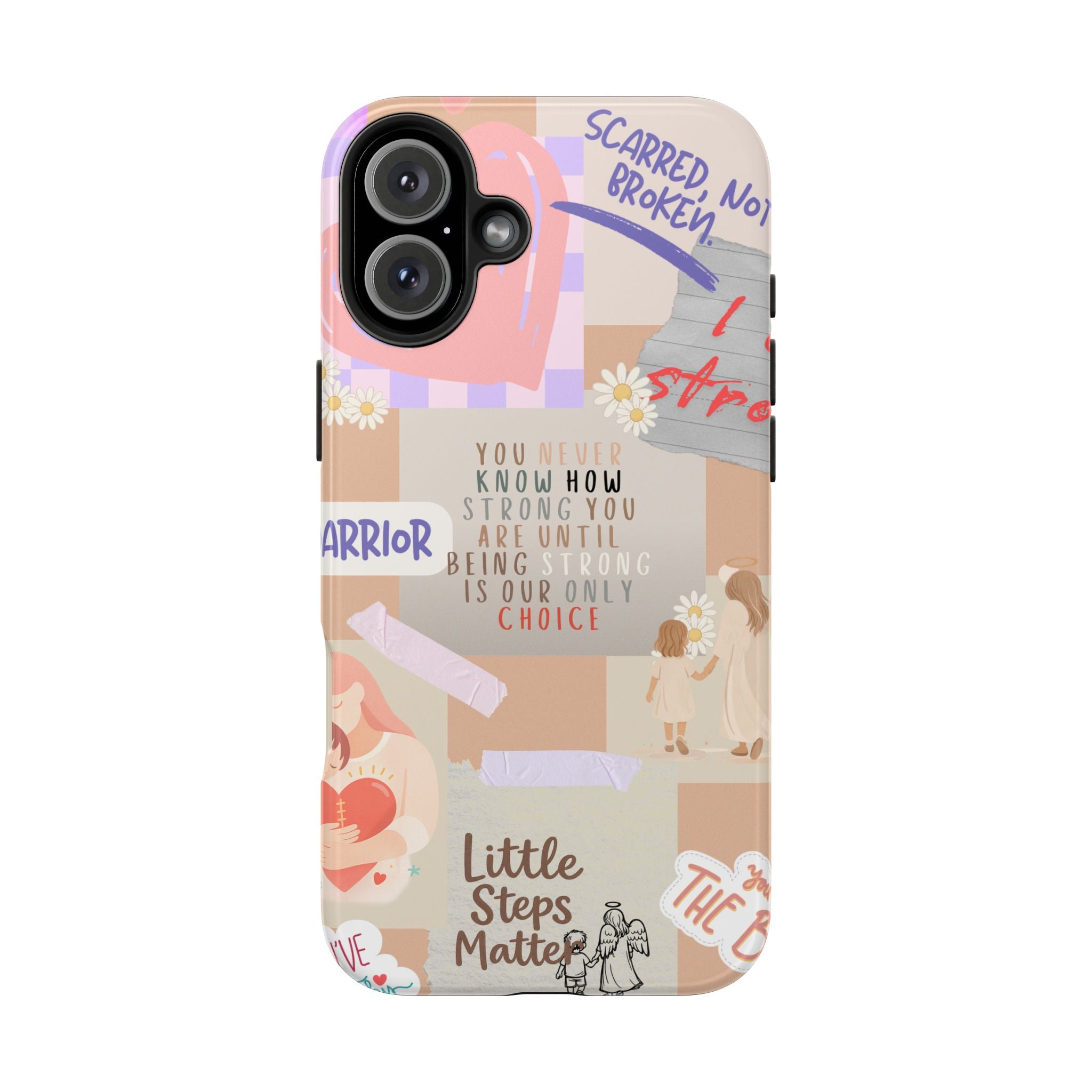 CHD Heart iPhone Case Pro Max Healing Collage Tough iPhone Case 17 16 15 14 13 12 11 mental health, encouragement, pastel stickers