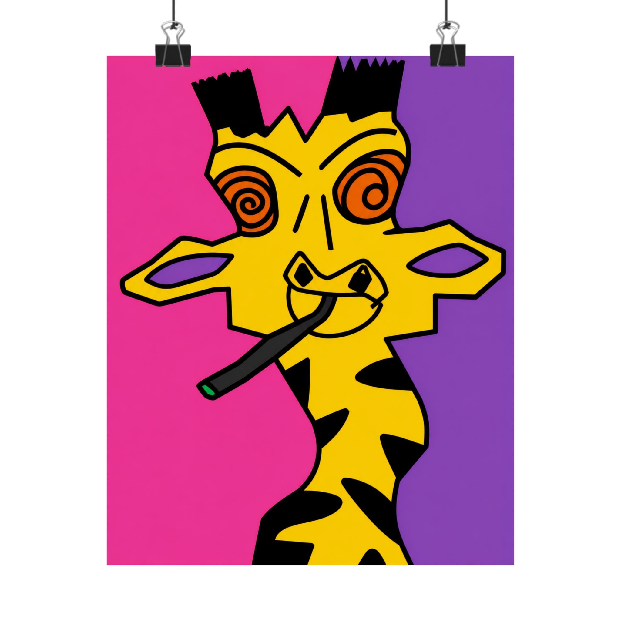 Psychedelic Giraffe Smoking Poster
