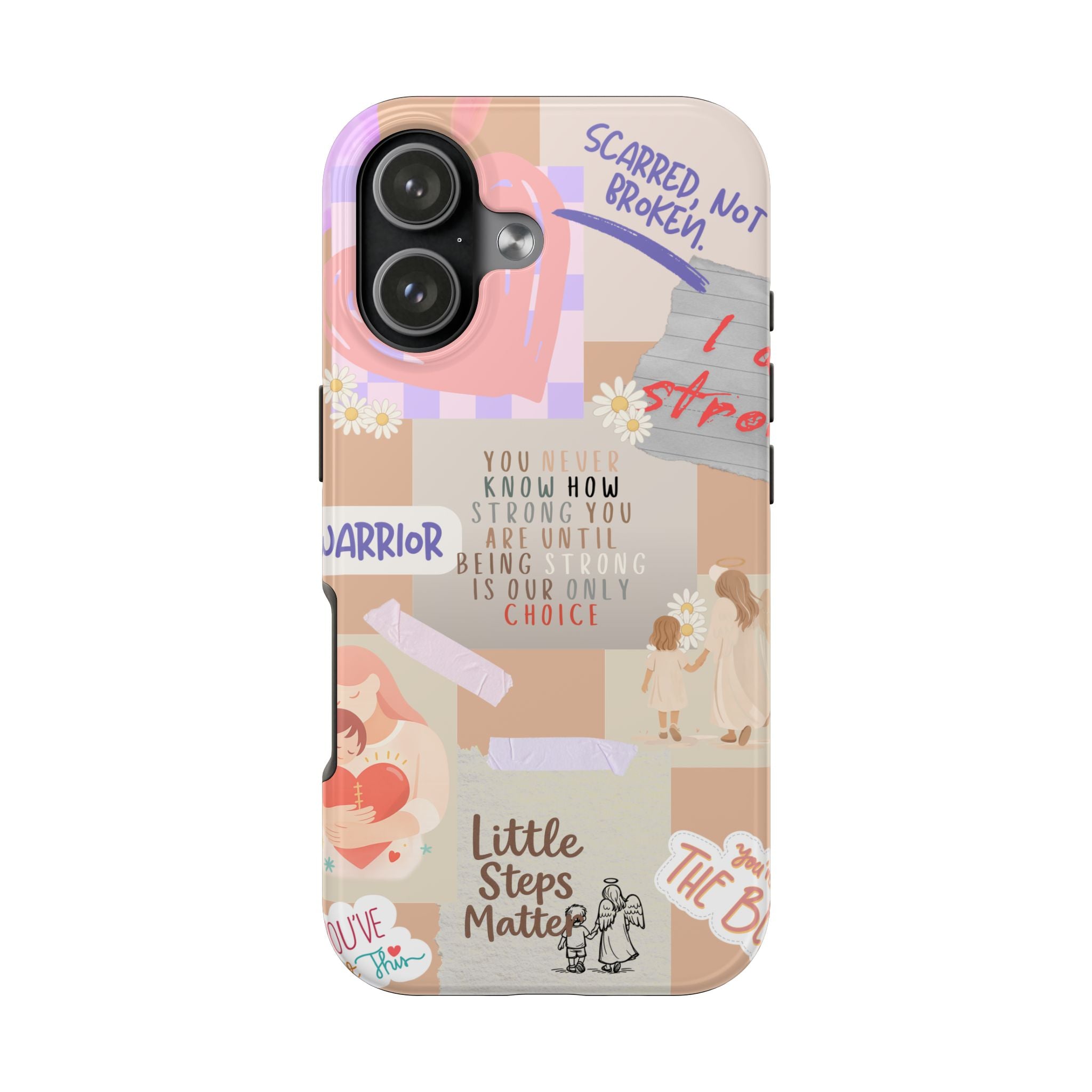 CHD Heart iPhone Case Pro Max Healing Collage Tough iPhone Case 17 16 15 14 13 12 11 mental health, encouragement, pastel stickers