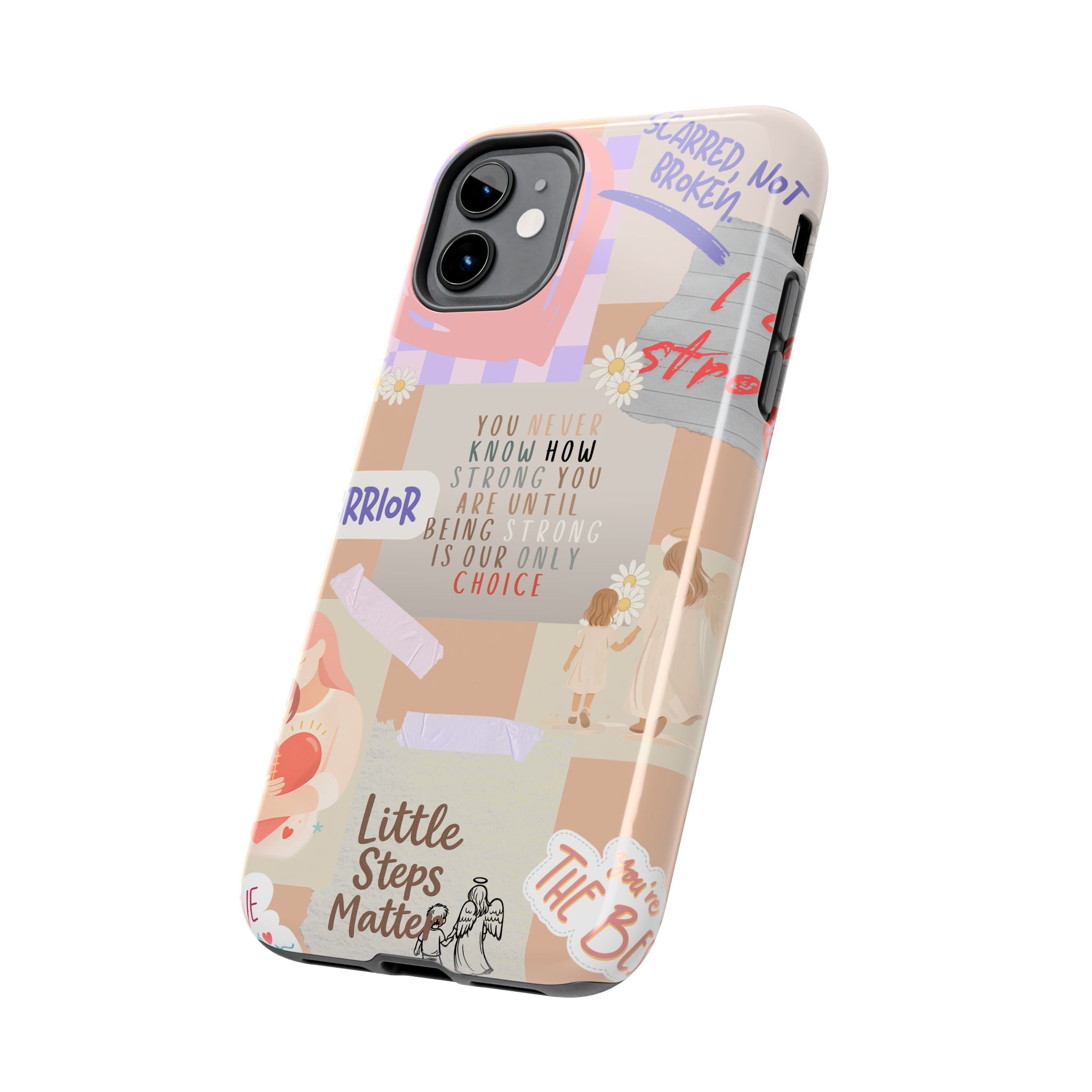 CHD Heart iPhone Case Pro Max Healing Collage Tough iPhone Case 17 16 15 14 13 12 11 mental health, encouragement, pastel stickers