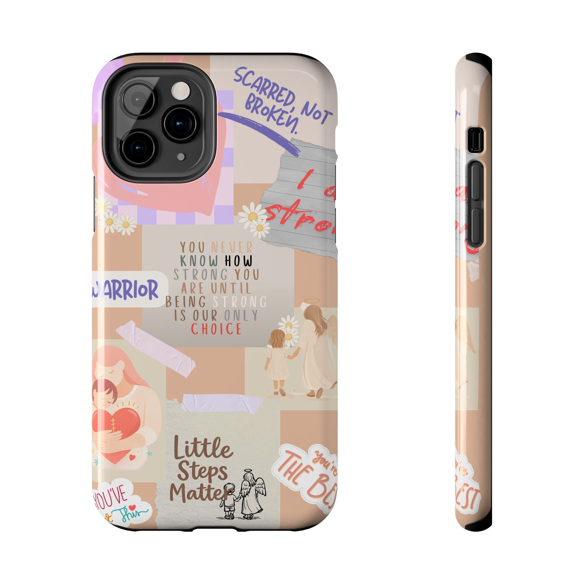 CHD Heart iPhone Case Pro Max Healing Collage Tough iPhone Case 17 16 15 14 13 12 11 mental health, encouragement, pastel stickers