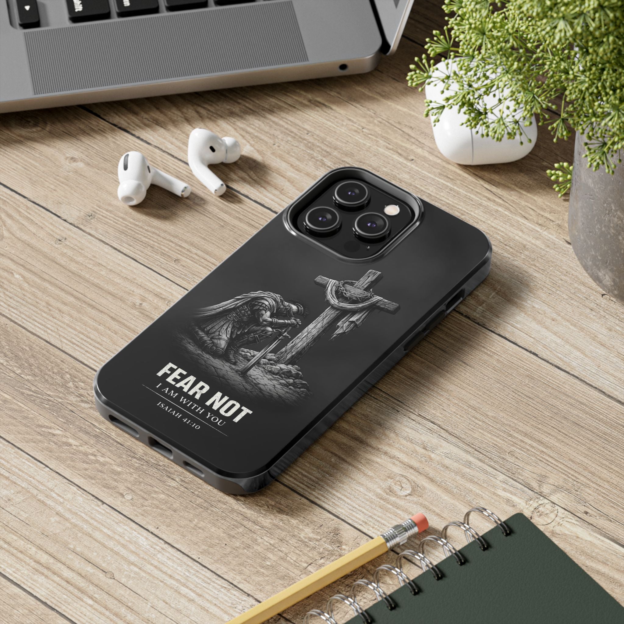 Warrior Faith iPhone 17 16 15 14 13 Case Isaiah 41:10 Scripture Case Christian Pro Max Case Strength Motivational Christian iPhone Case
