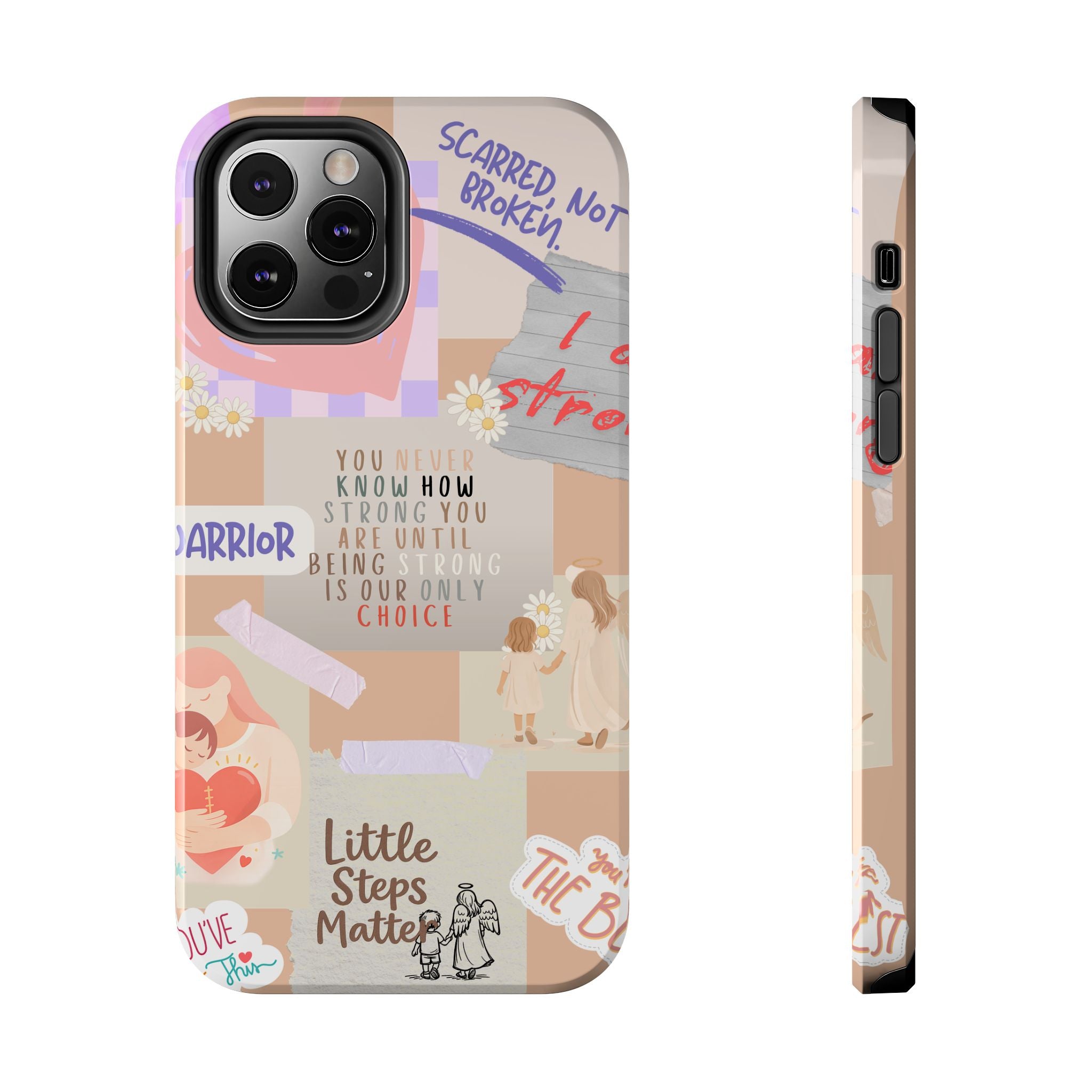 CHD Heart iPhone Case Pro Max Healing Collage Tough iPhone Case 17 16 15 14 13 12 11 mental health, encouragement, pastel stickers