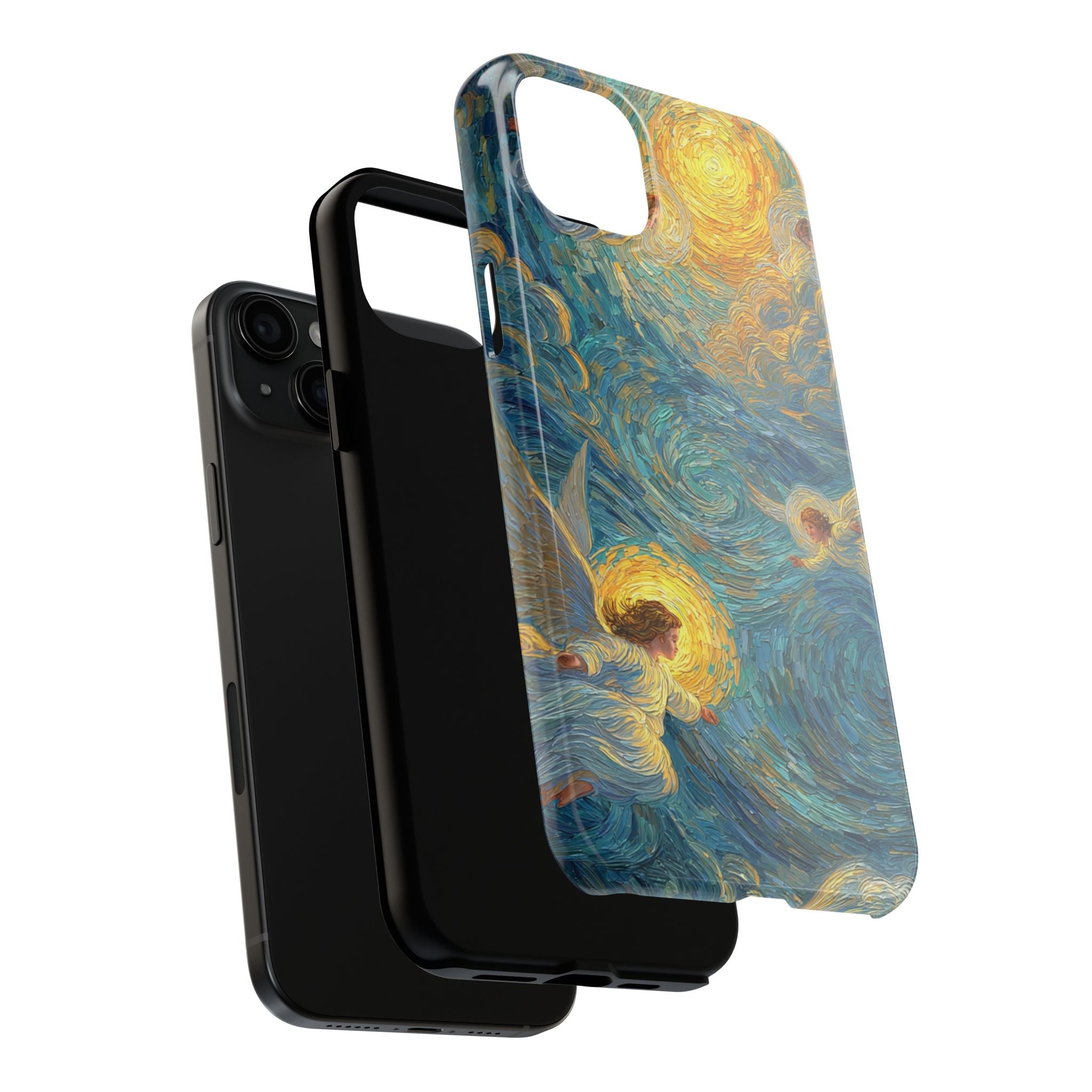 Van Gogh Inspired Angel Phone Case Celestial Heaven Aesthetic iPhone 17 16 15 Christian Angel Artwork Samsung Case Spiritual Phone Case