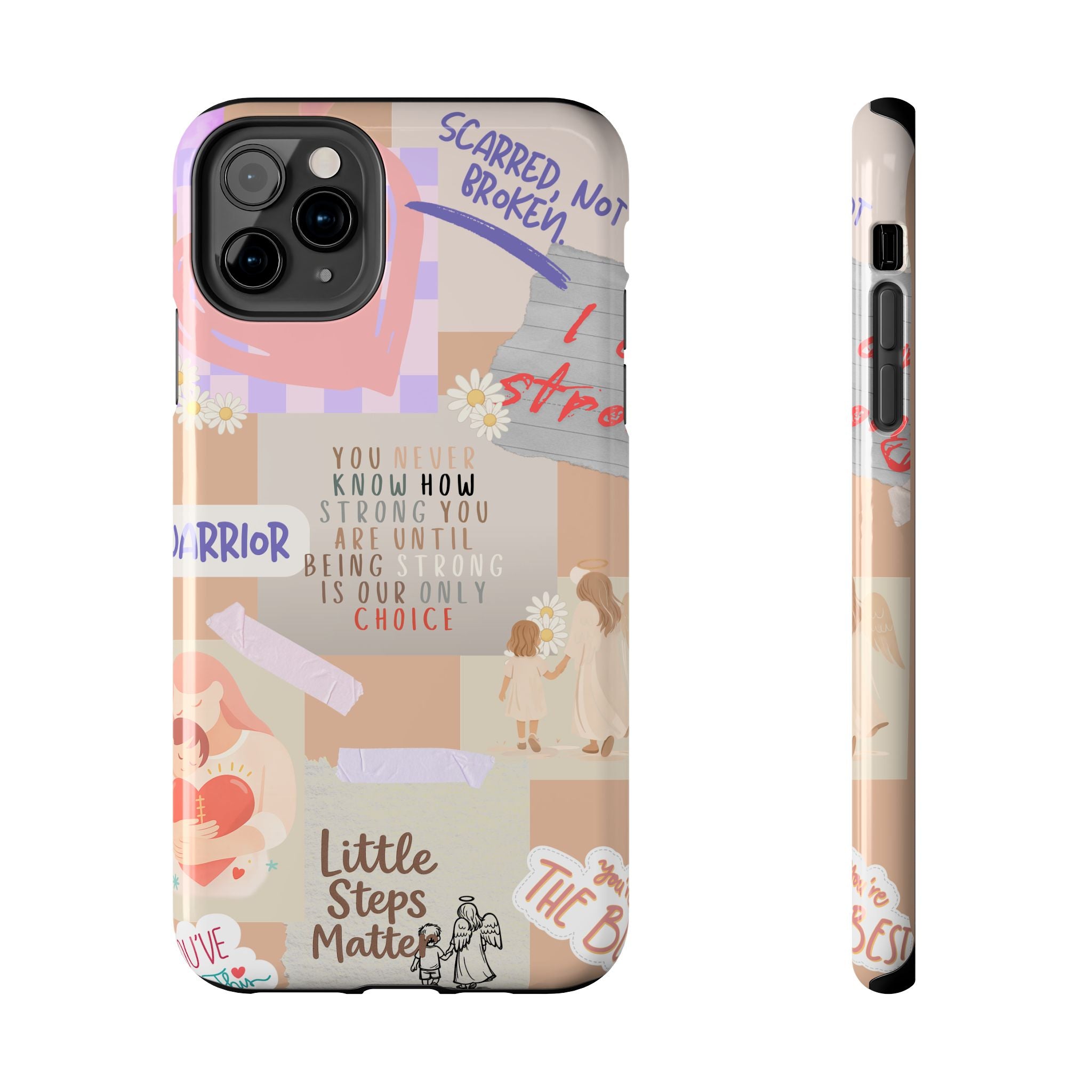 CHD Heart iPhone Case Pro Max Healing Collage Tough iPhone Case 17 16 15 14 13 12 11 mental health, encouragement, pastel stickers