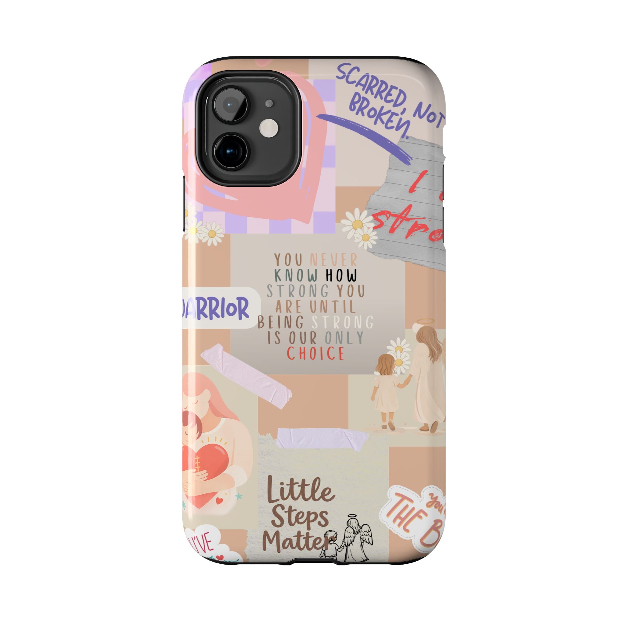 CHD Heart iPhone Case Pro Max Healing Collage Tough iPhone Case 17 16 15 14 13 12 11 mental health, encouragement, pastel stickers
