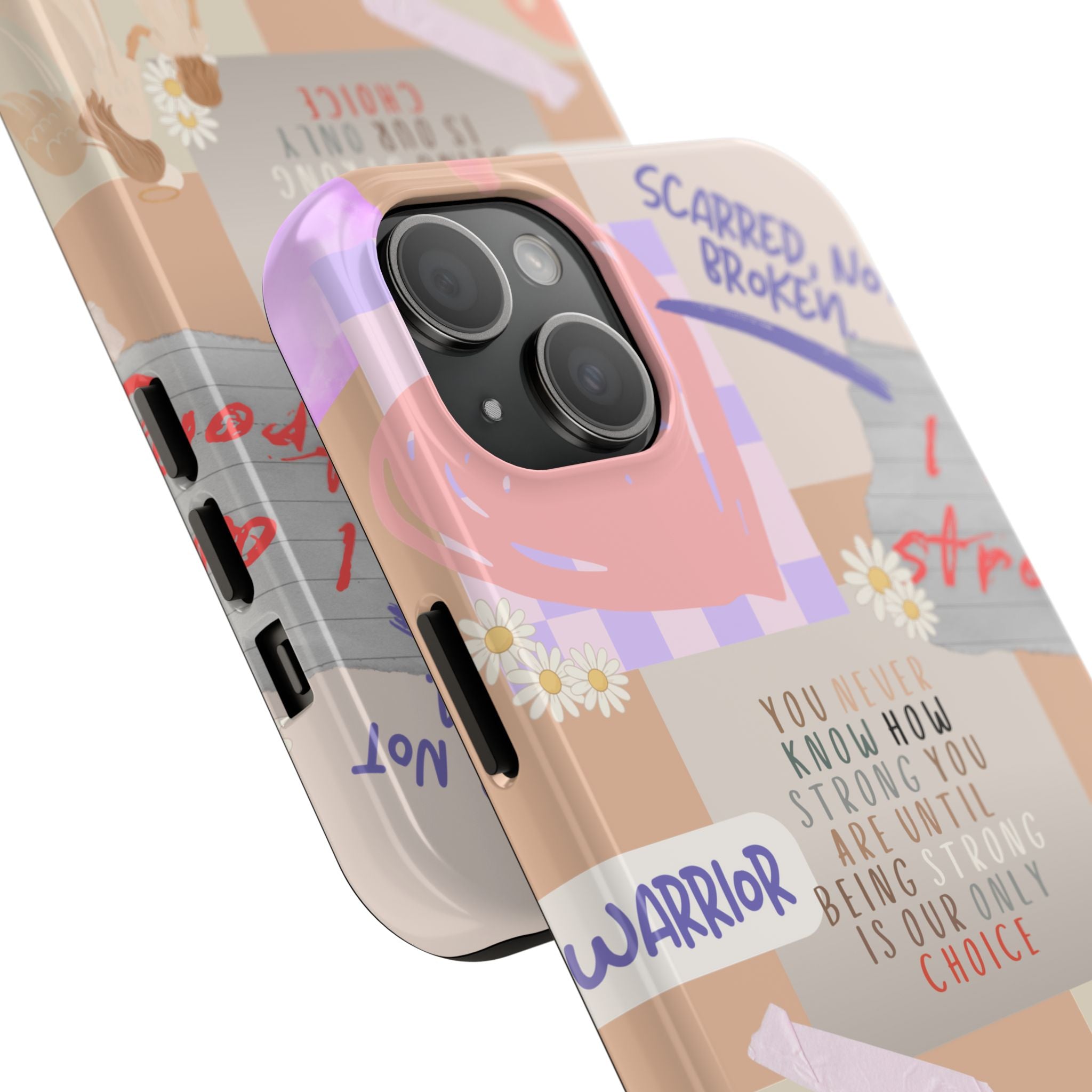 CHD Heart iPhone Case Pro Max Healing Collage Tough iPhone Case 17 16 15 14 13 12 11 mental health, encouragement, pastel stickers