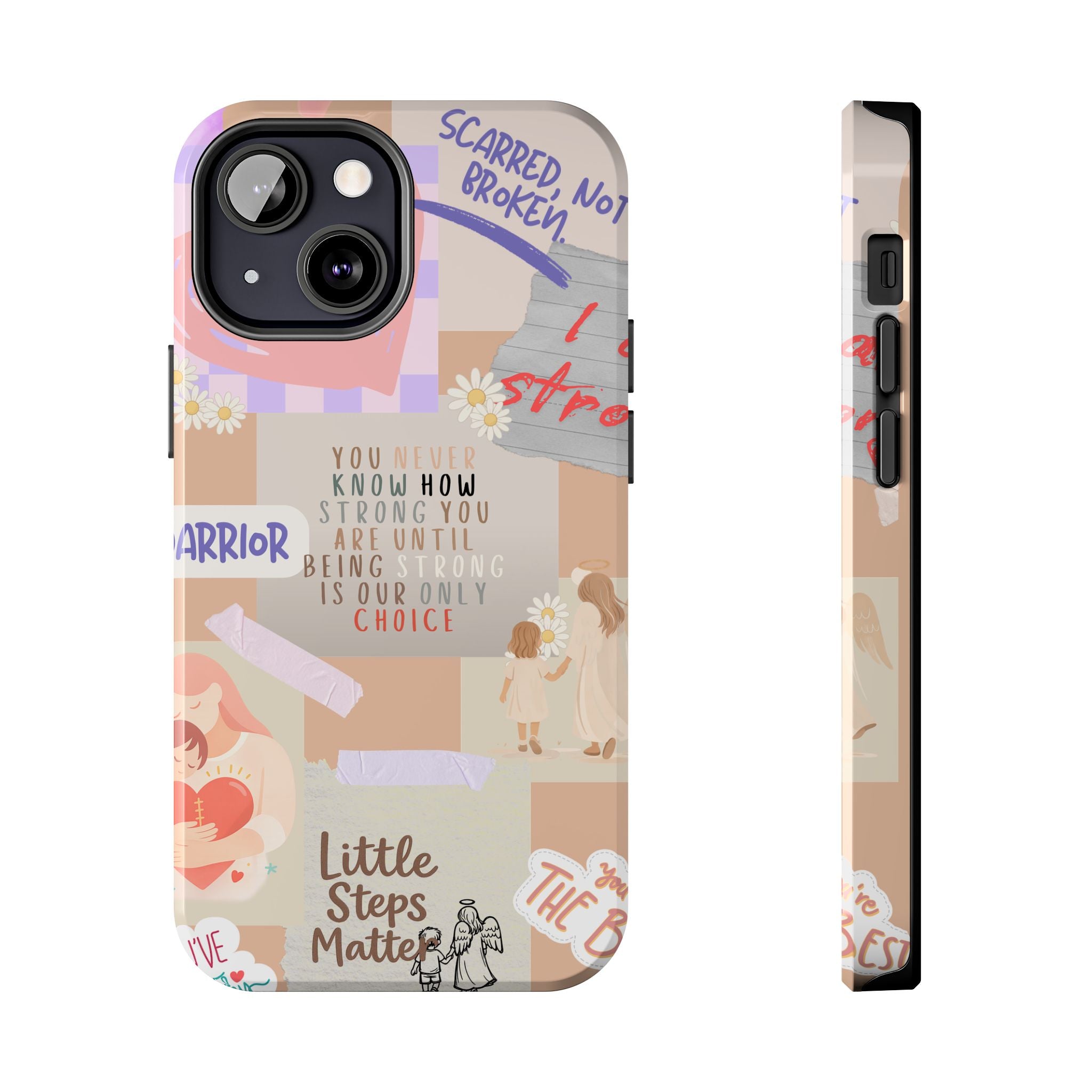 CHD Heart iPhone Case Pro Max Healing Collage Tough iPhone Case 17 16 15 14 13 12 11 mental health, encouragement, pastel stickers
