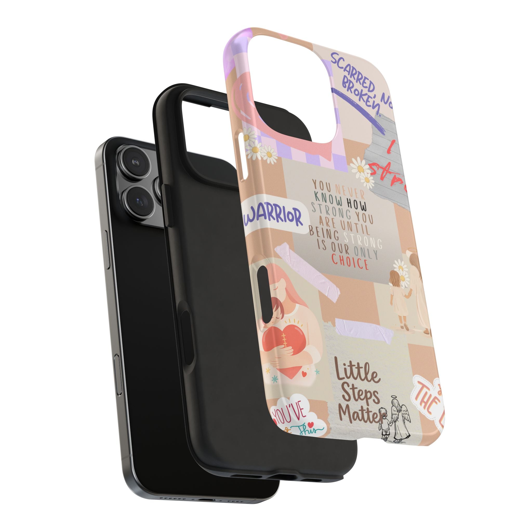 CHD Heart iPhone Case Pro Max Healing Collage Tough iPhone Case 17 16 15 14 13 12 11 mental health, encouragement, pastel stickers