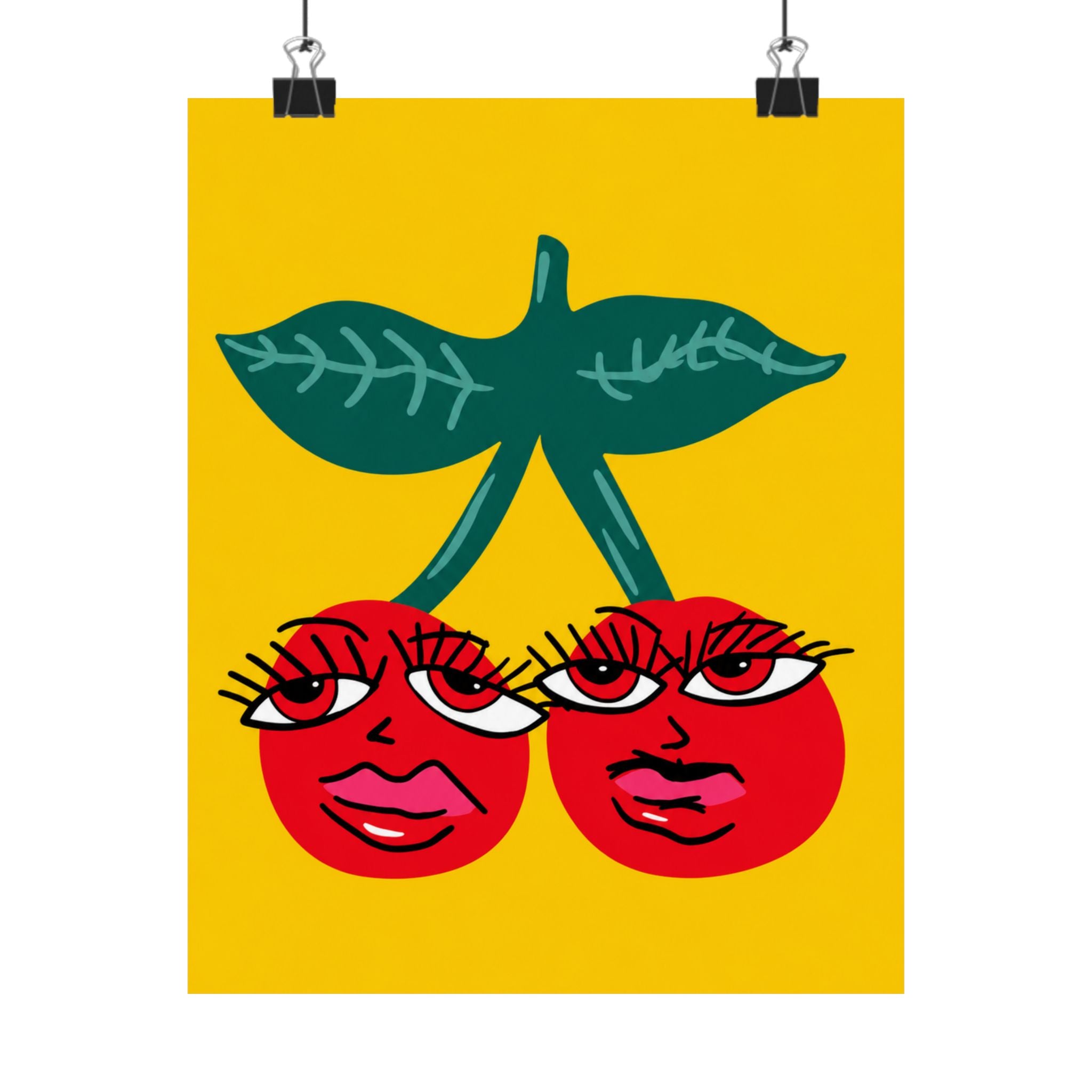 Retro Cherry Face Poster | Matte Vertical Poster